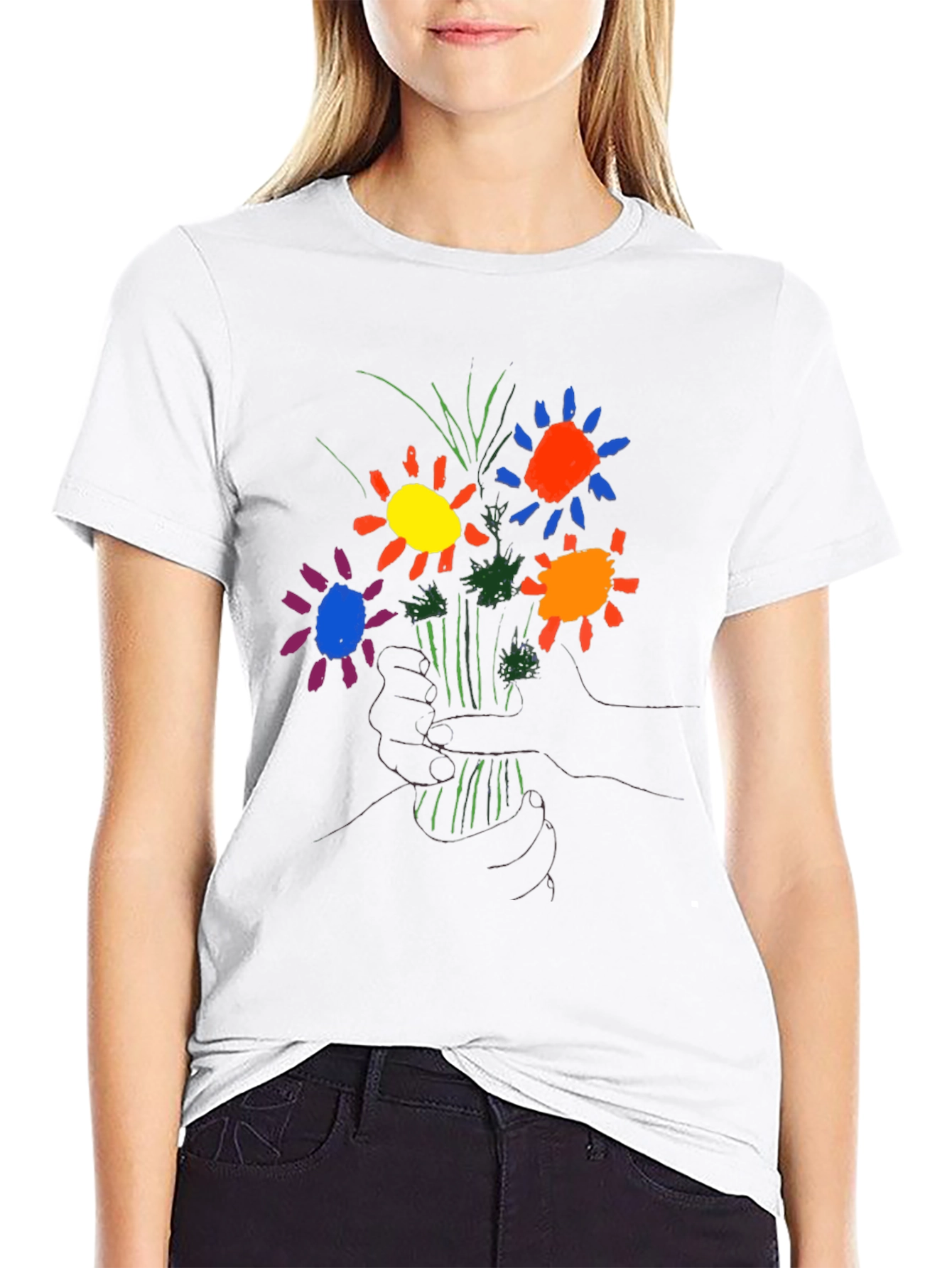 Floral Graphic T-Shirt - Hand Drawn Style
