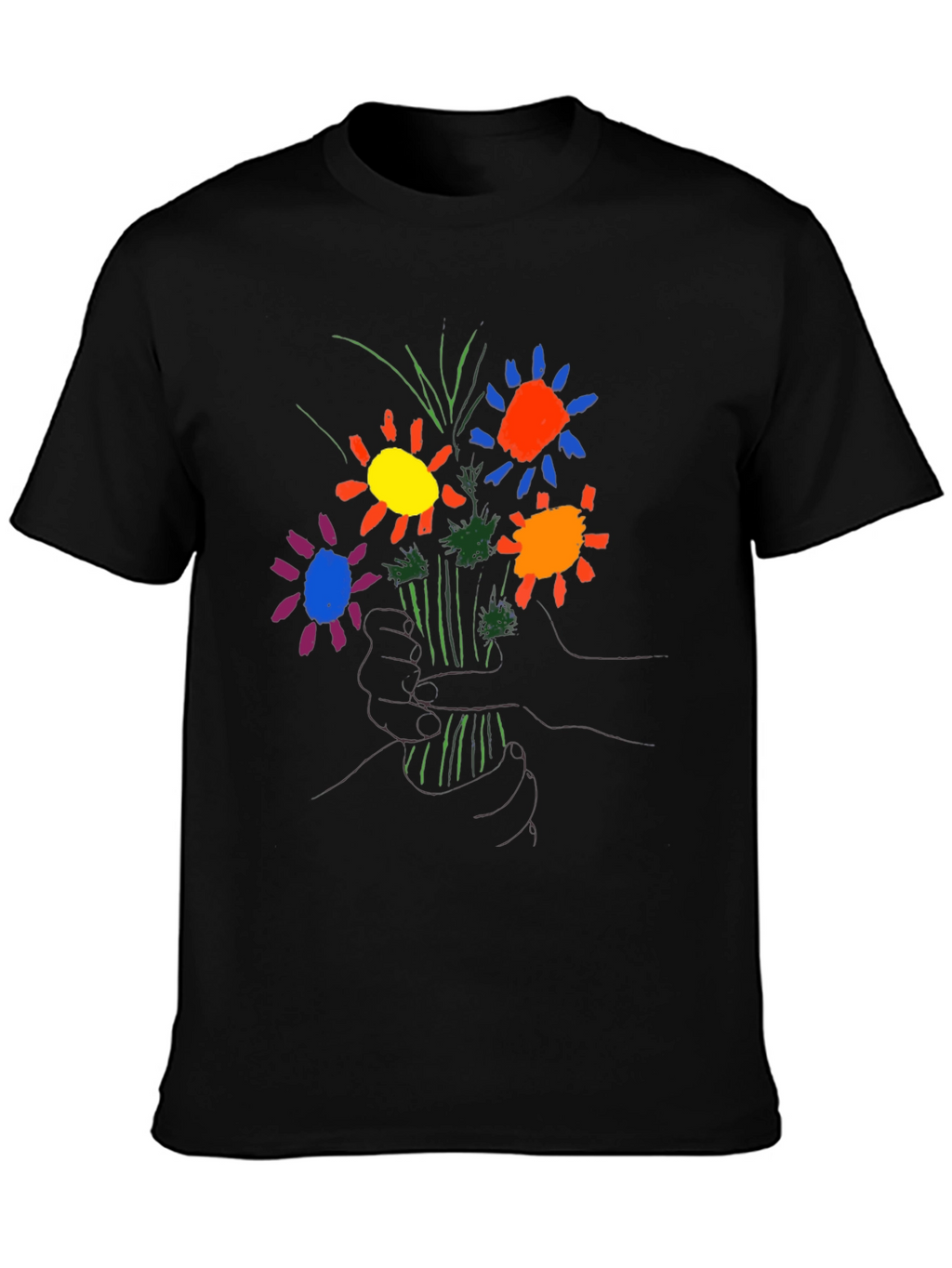 Floral Graphic T-Shirt - Hand Drawn Style
