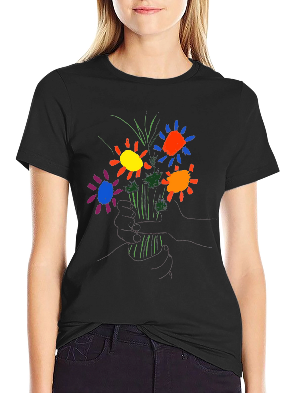 Floral Graphic T-Shirt - Hand Drawn Style