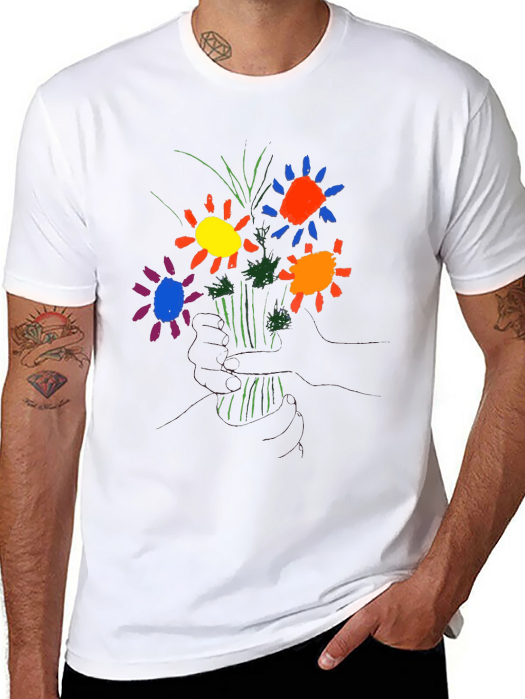 Floral Graphic T-Shirt - Hand Drawn Style