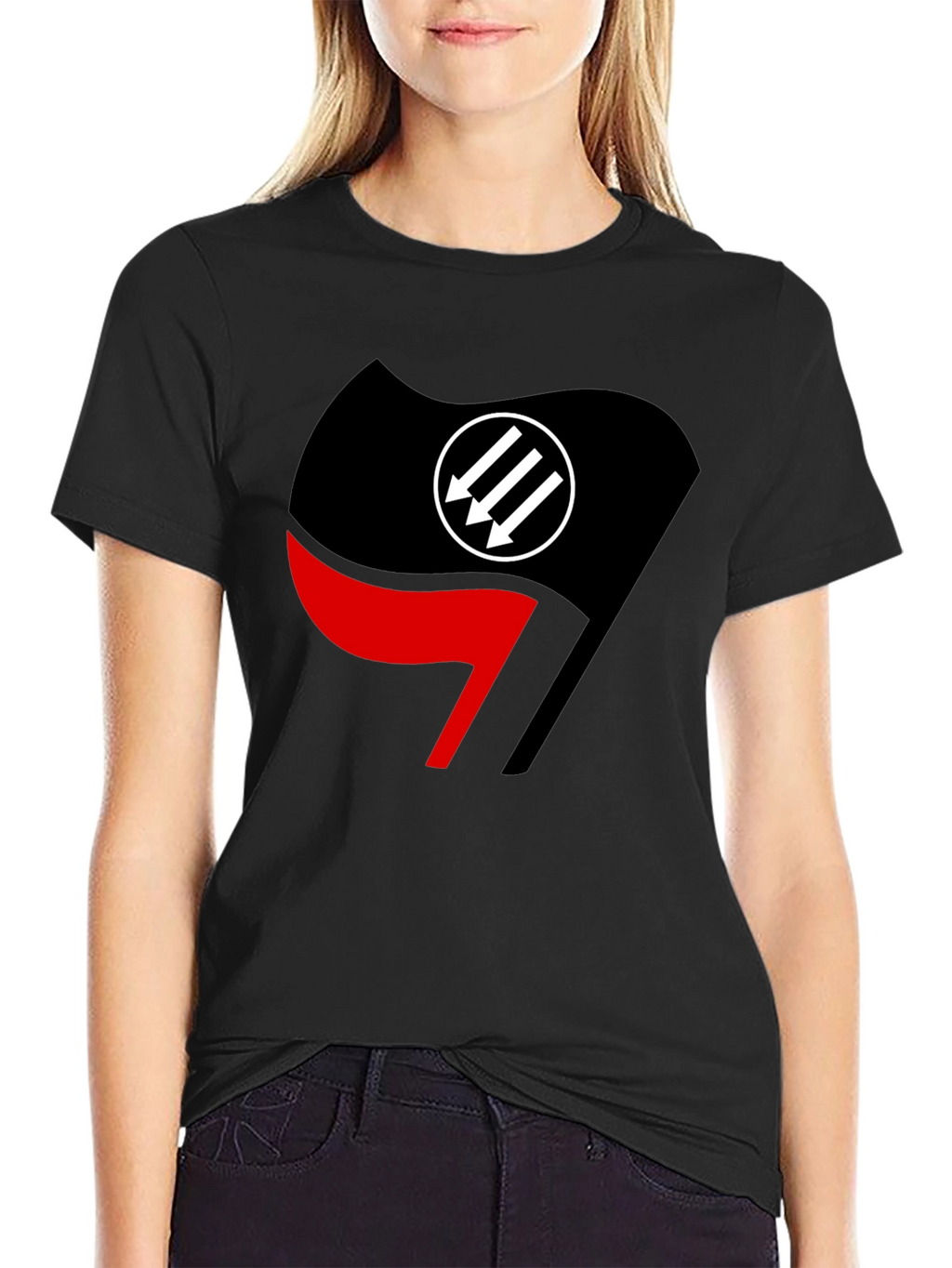 Antifascist Action Flag T-Shirt - Black