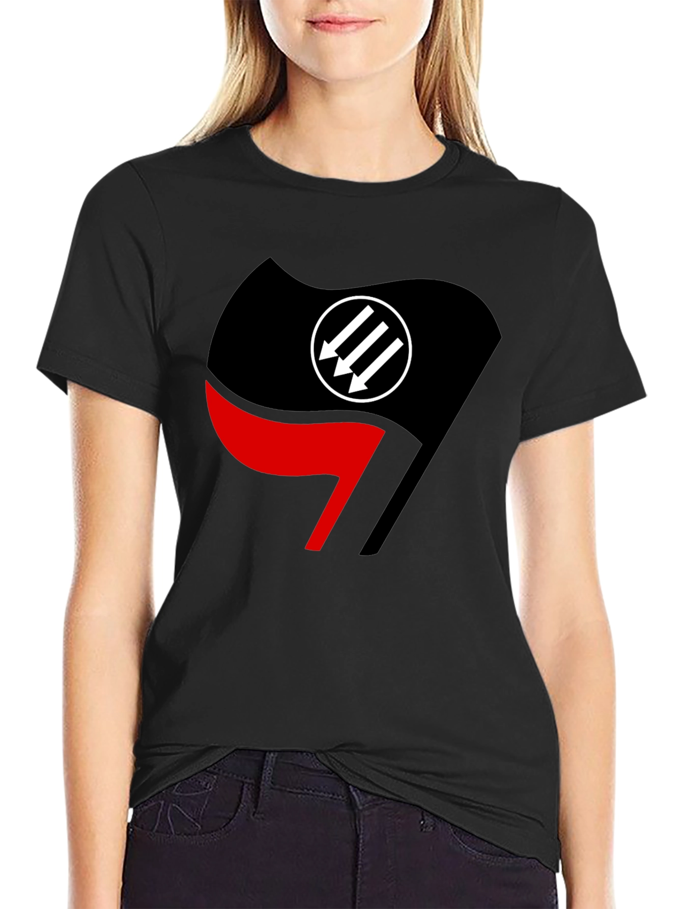 Antifascist Action Flag T-Shirt - Black