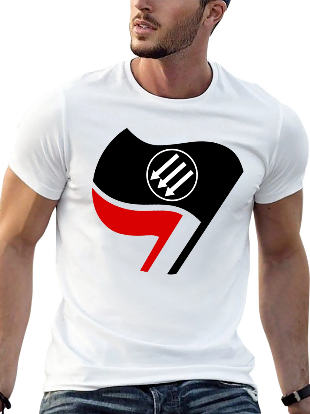 Antifascist Action Flag T-Shirt - Black