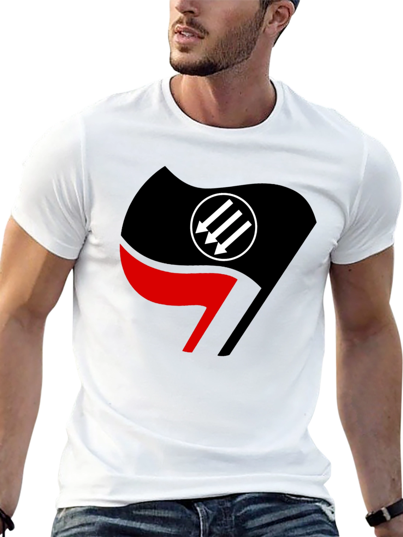 Antifascist Action Flag T-Shirt - Black