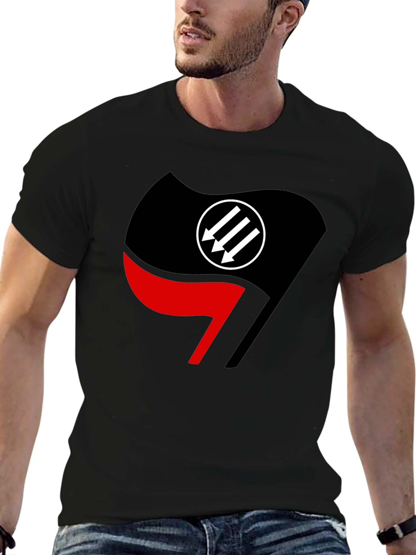Antifascist Action Flag T-Shirt - Black