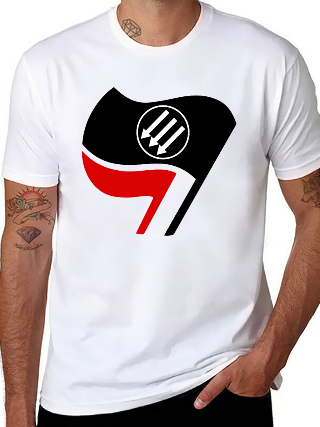 Antifascist Action Flag T-Shirt - Black