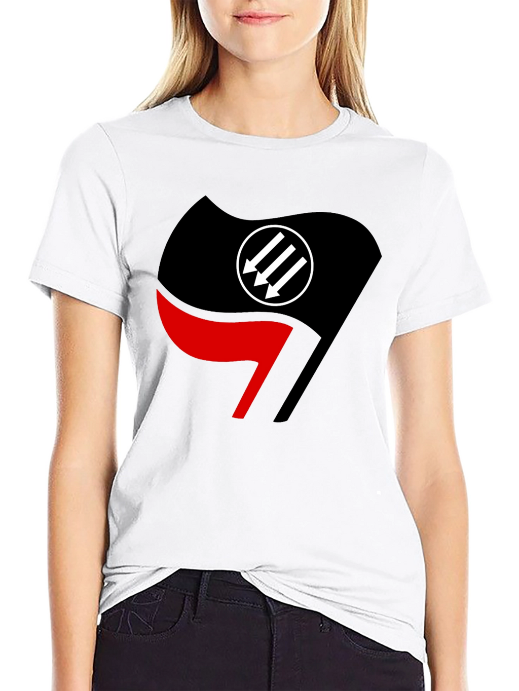Antifascist Action Flag T-Shirt - Black