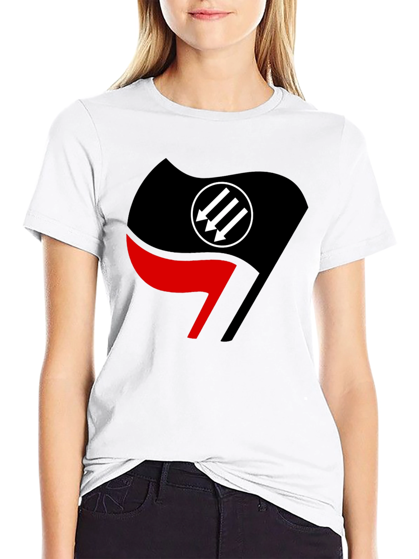 Antifascist Action Flag T-Shirt - Black