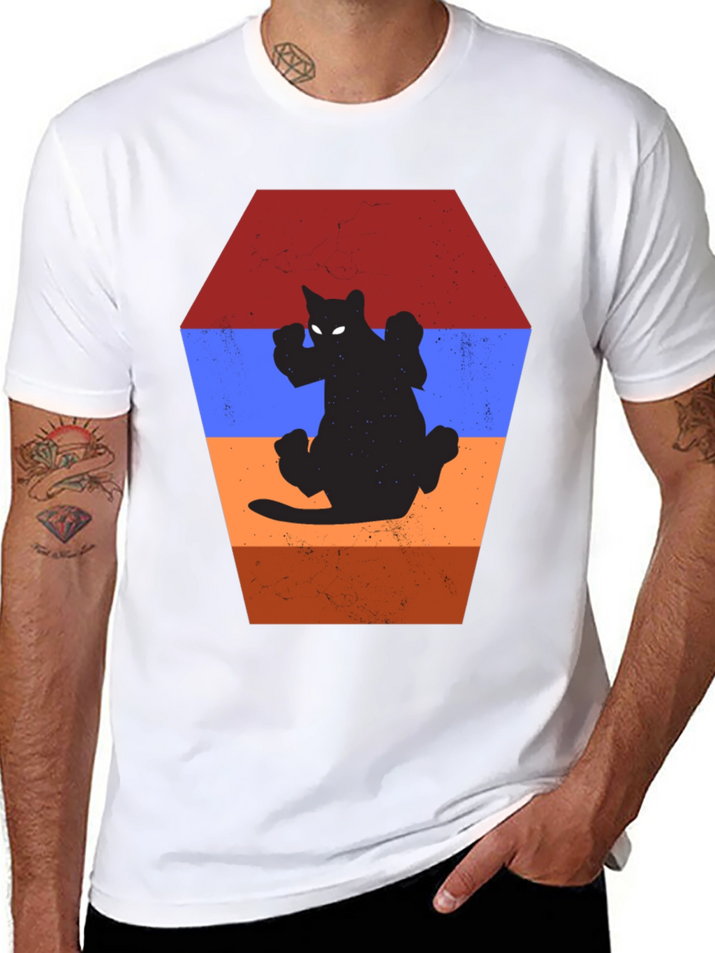 Retro Cat Silhouette T-Shirt - Unique Design