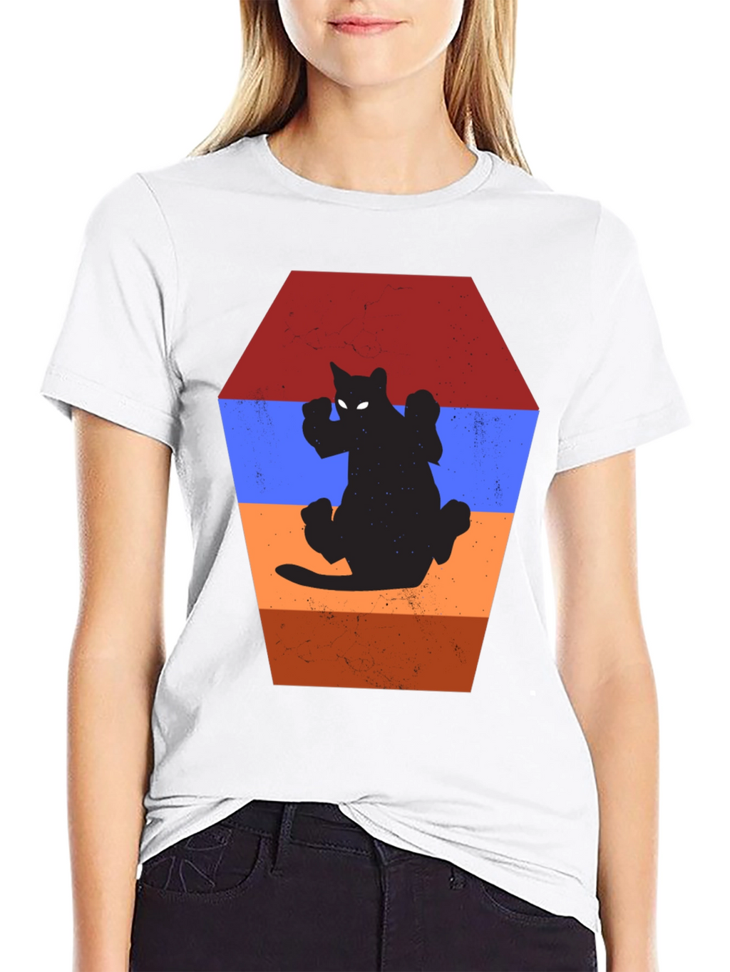 Retro Cat Silhouette T-Shirt - Unique Design