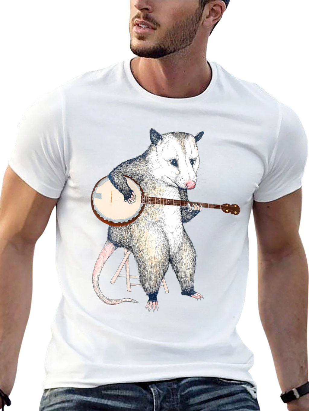 Opossum Banjo Black T-Shirt
