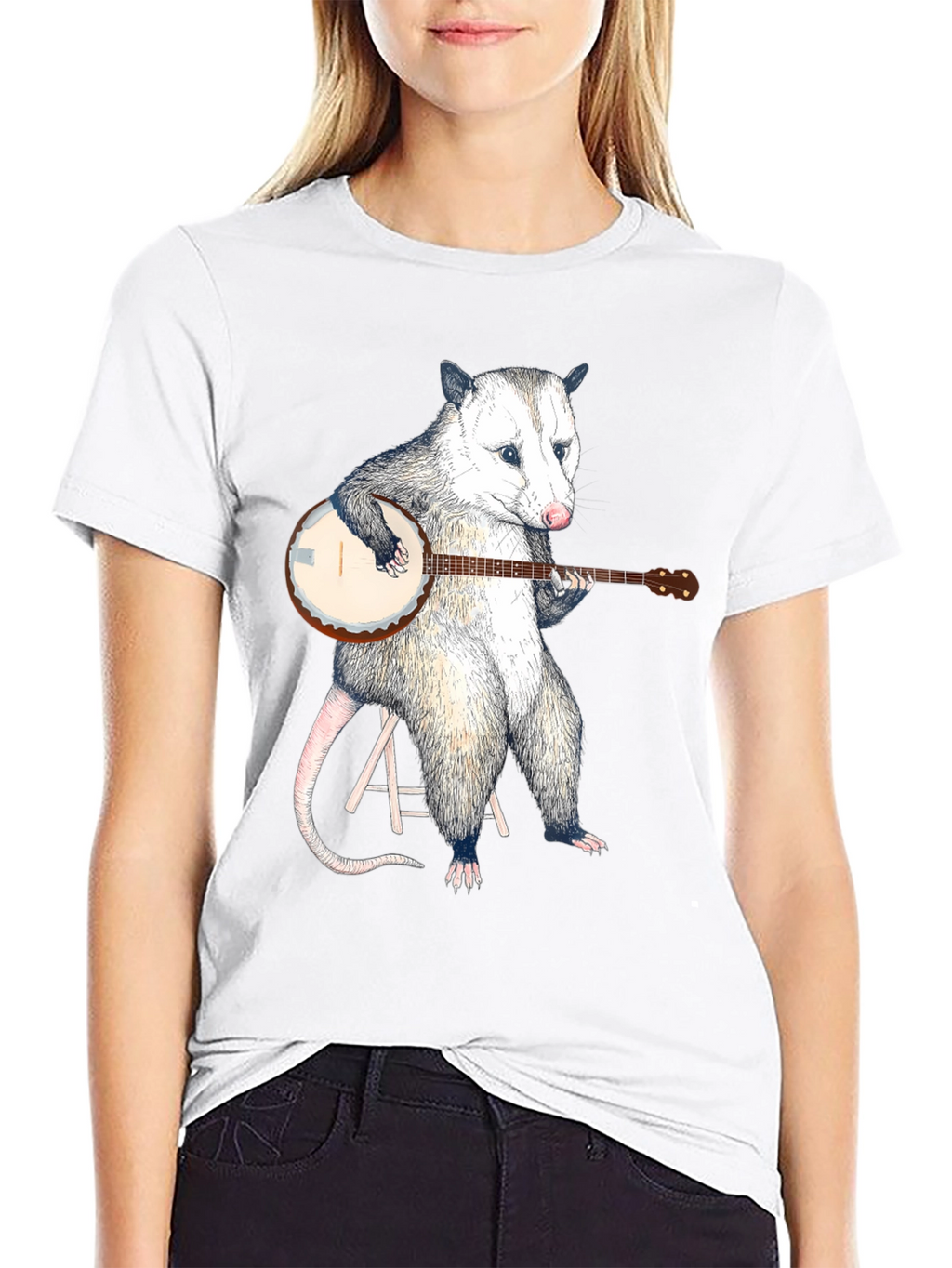 Opossum Banjo Black T-Shirt