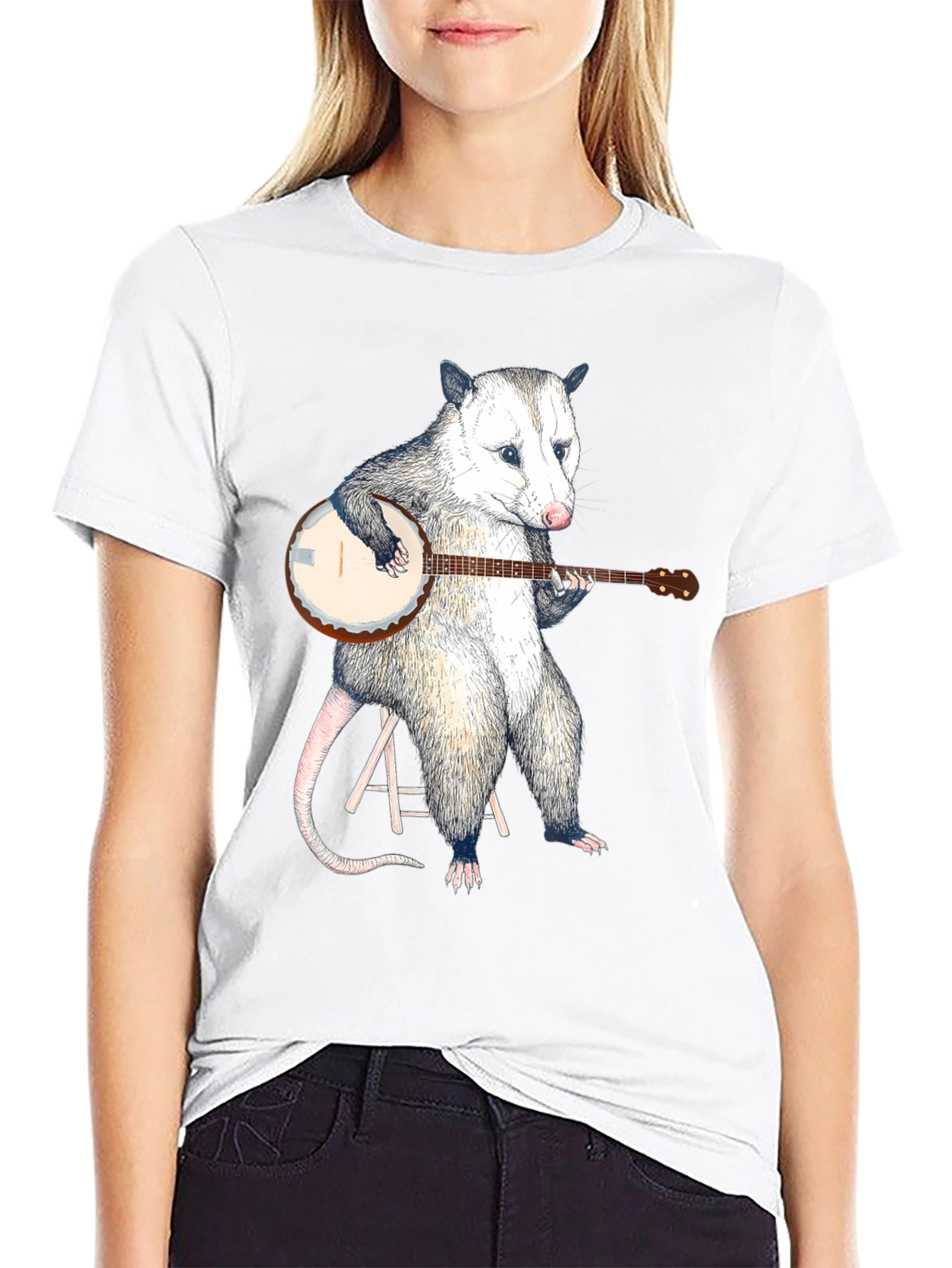 Opossum Banjo Black T-Shirt