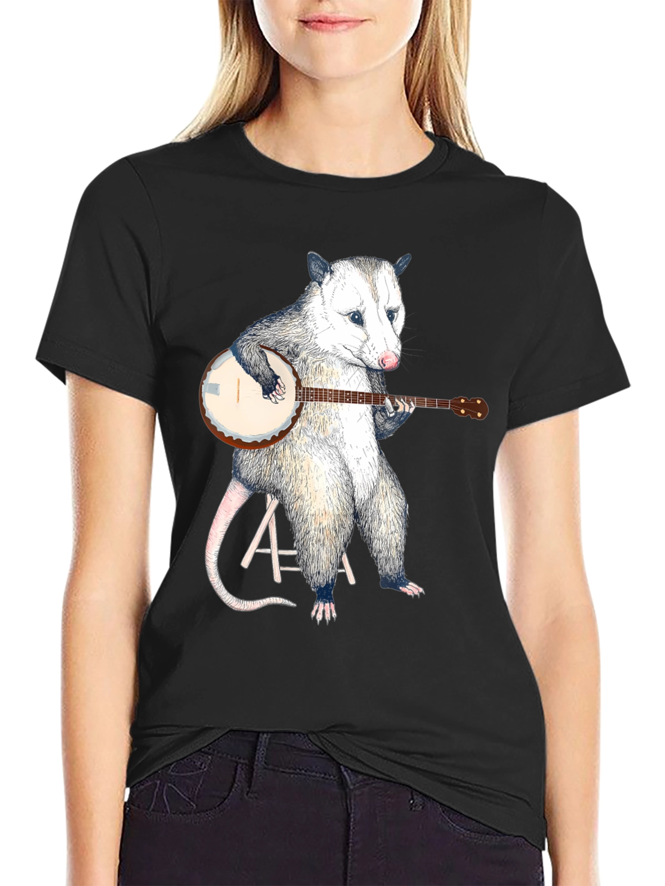 Opossum Banjo Black T-Shirt