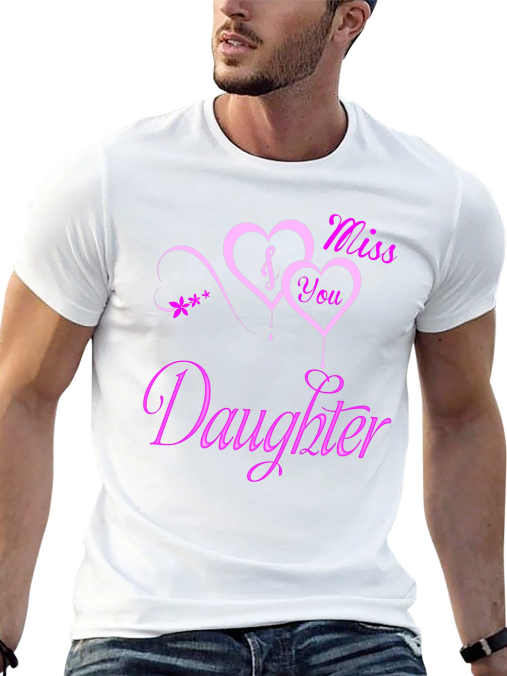 I Miss You Daughter Black Graphic Tee
