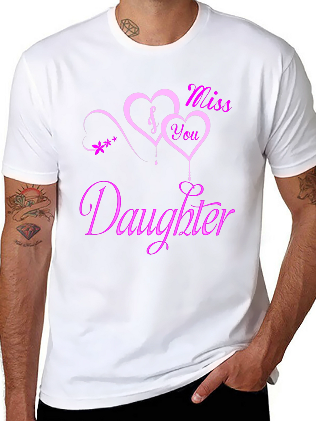 I Miss You Daughter Black Graphic Tee
