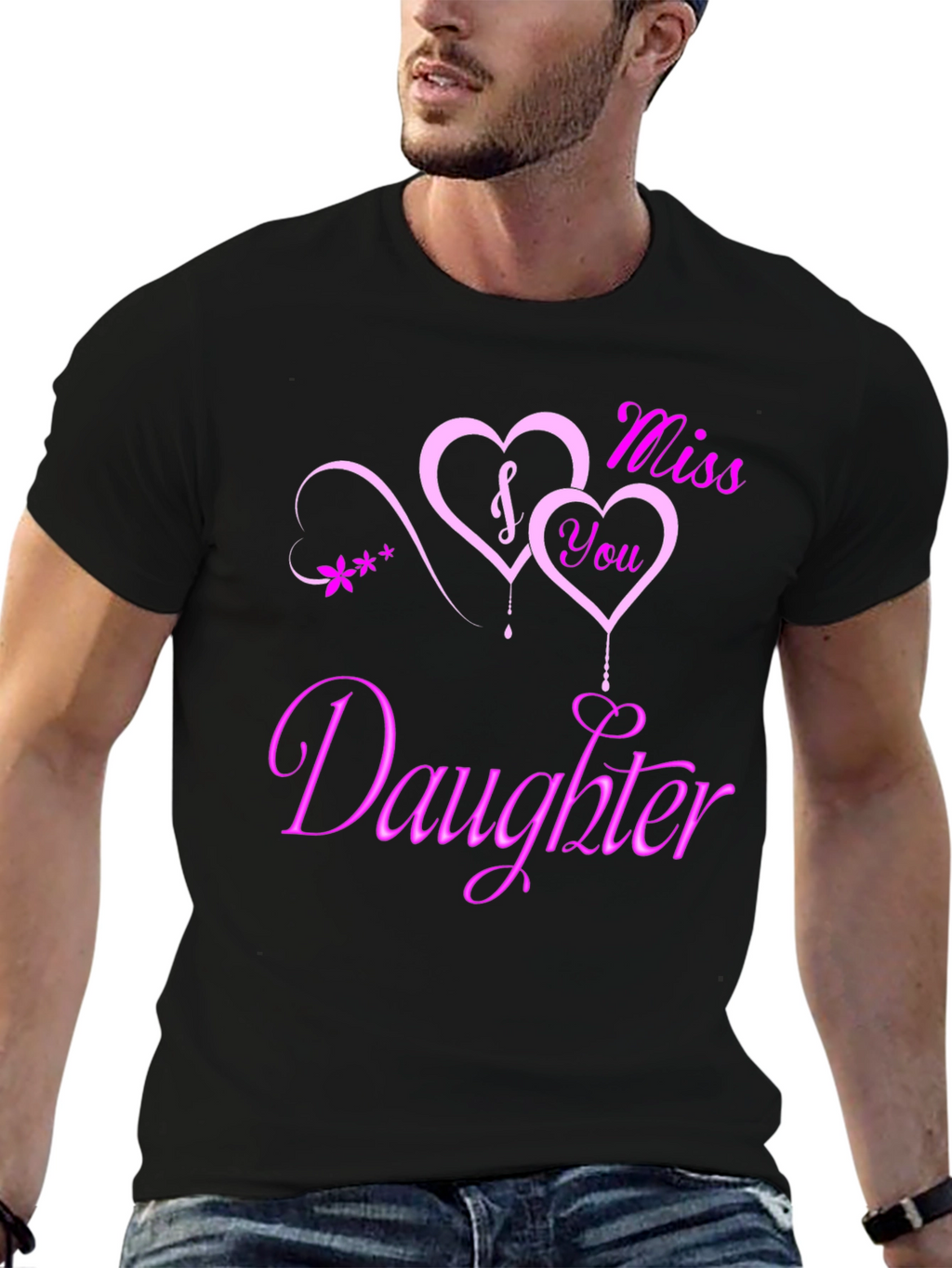 I Miss You Daughter Black Graphic Tee