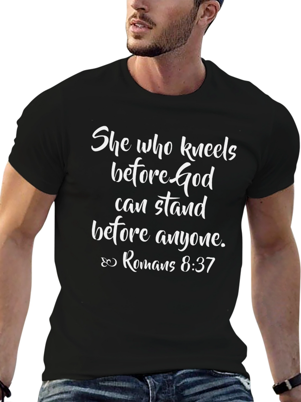Faith-Inspired Graphic Tee - Romans 8:37