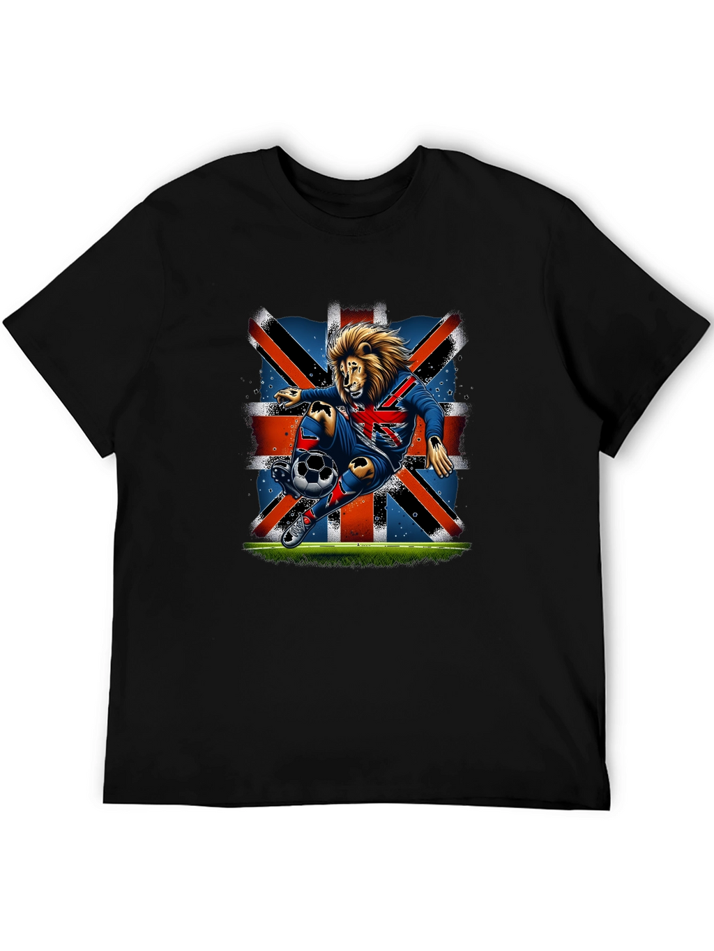 Lion Soccer UK Flag Graphic T-Shirt