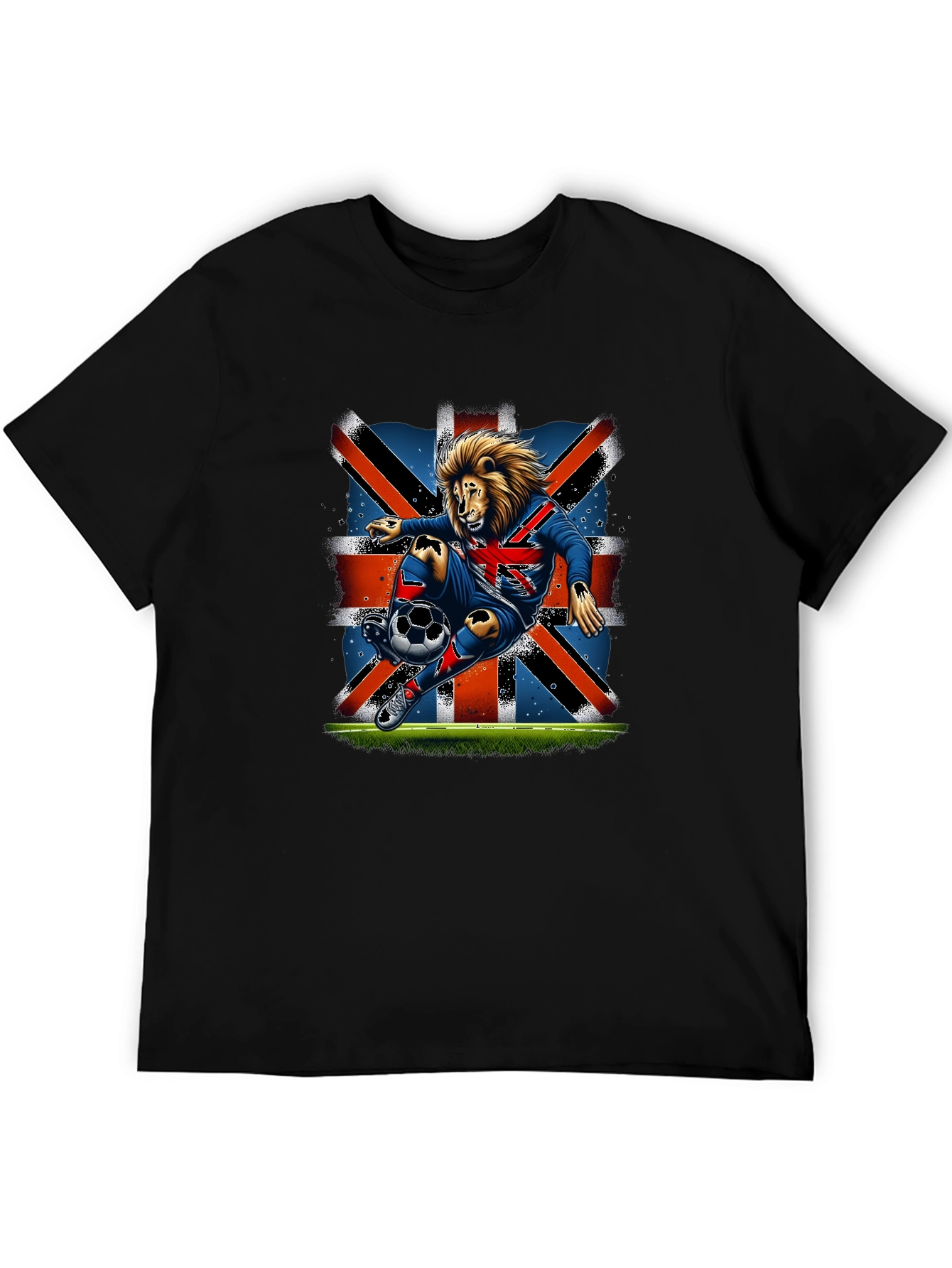 Lion Soccer UK Flag Graphic T-Shirt