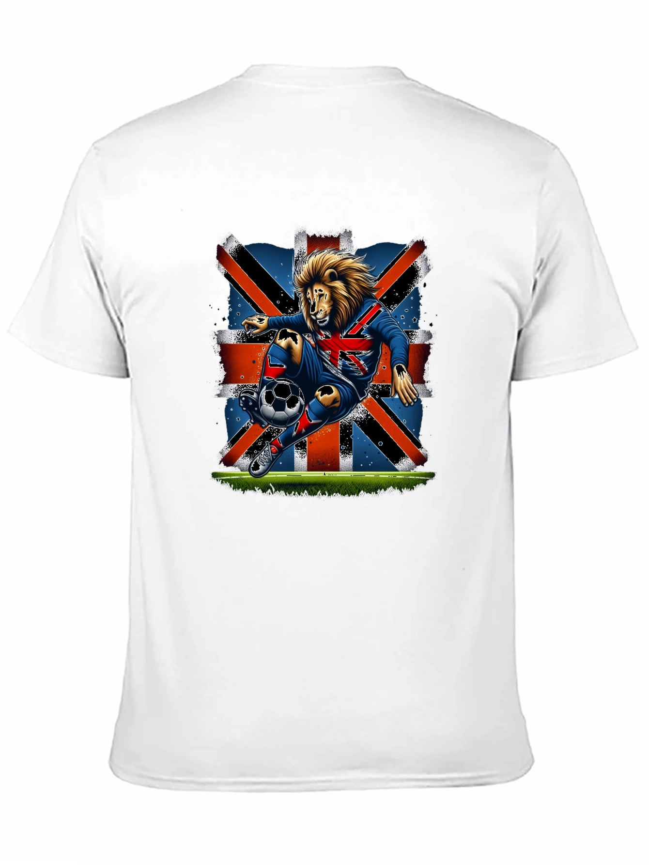 Lion Soccer UK Flag Graphic T-Shirt