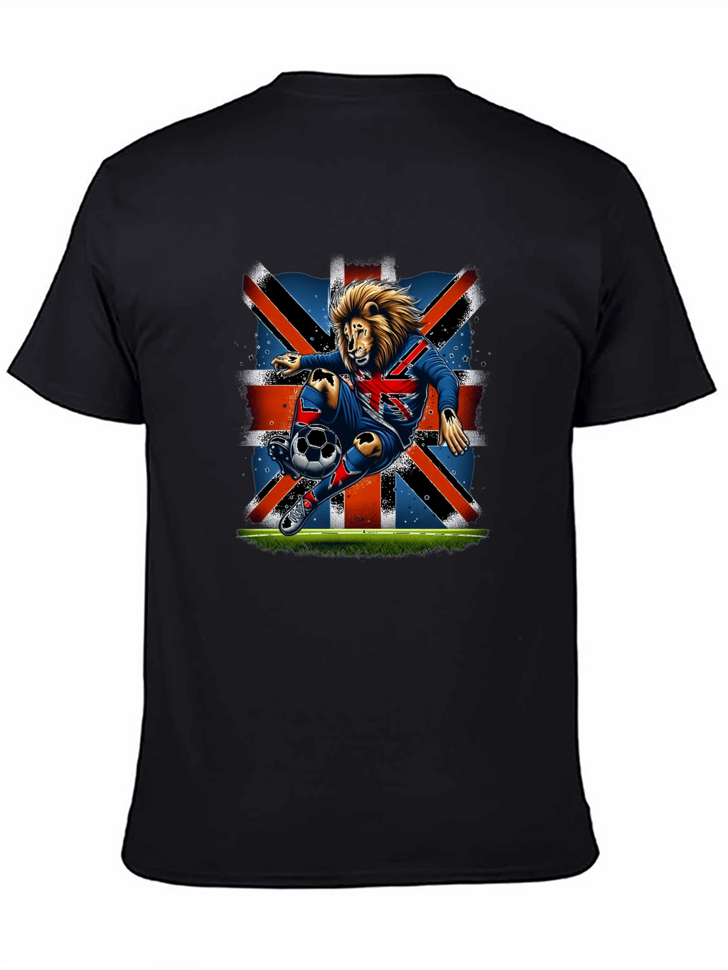 Lion Soccer UK Flag Graphic T-Shirt