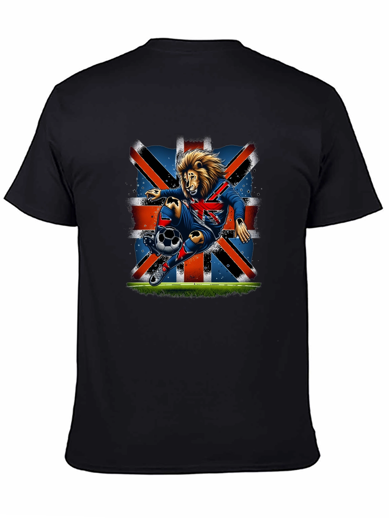 Lion Soccer UK Flag Graphic T-Shirt