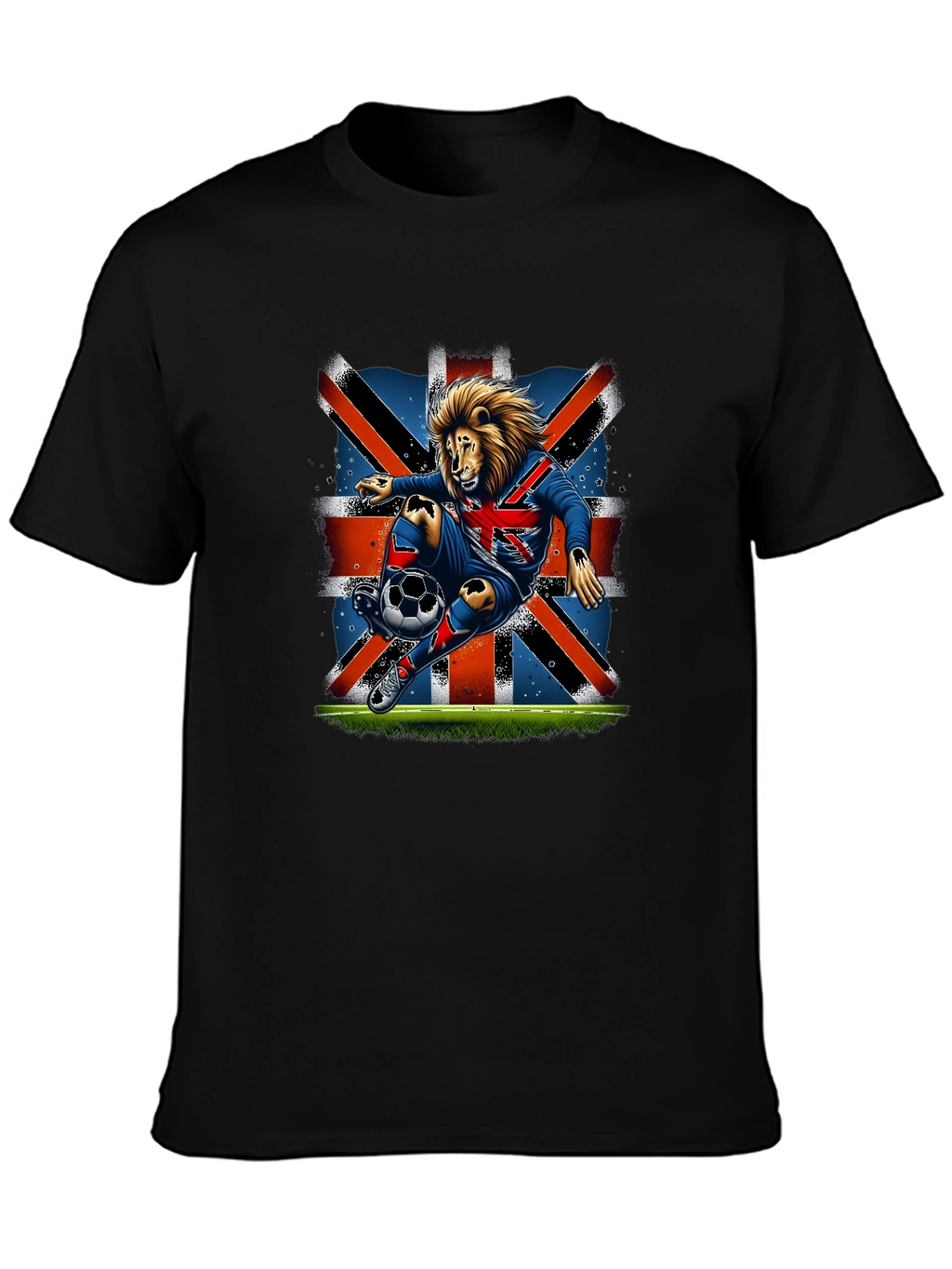 Lion Soccer UK Flag Graphic T-Shirt