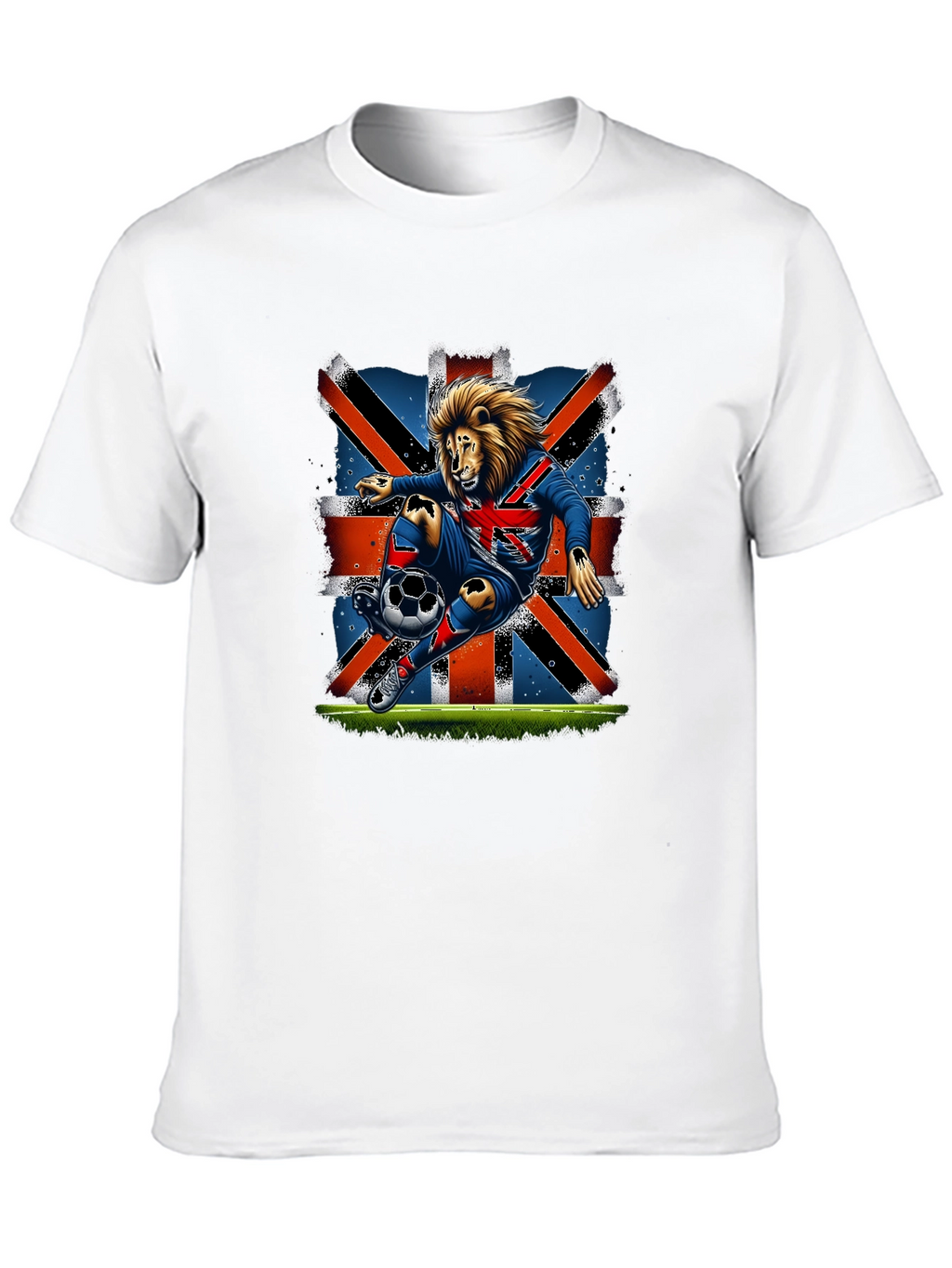 Lion Soccer UK Flag Graphic T-Shirt