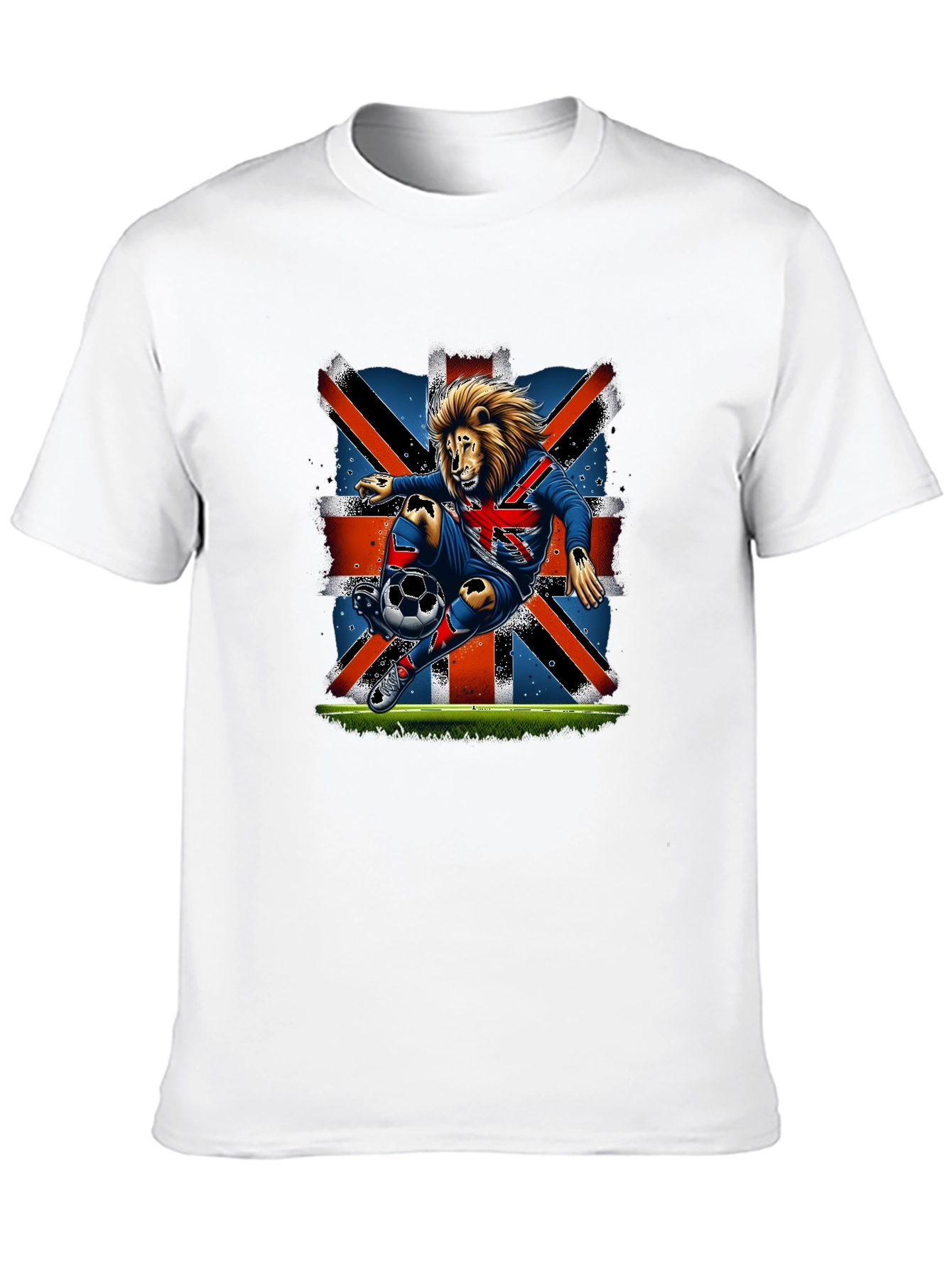 Lion Soccer UK Flag Graphic T-Shirt