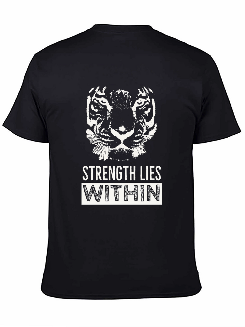 Strength Within Black Graphic Tee - Tiger Design