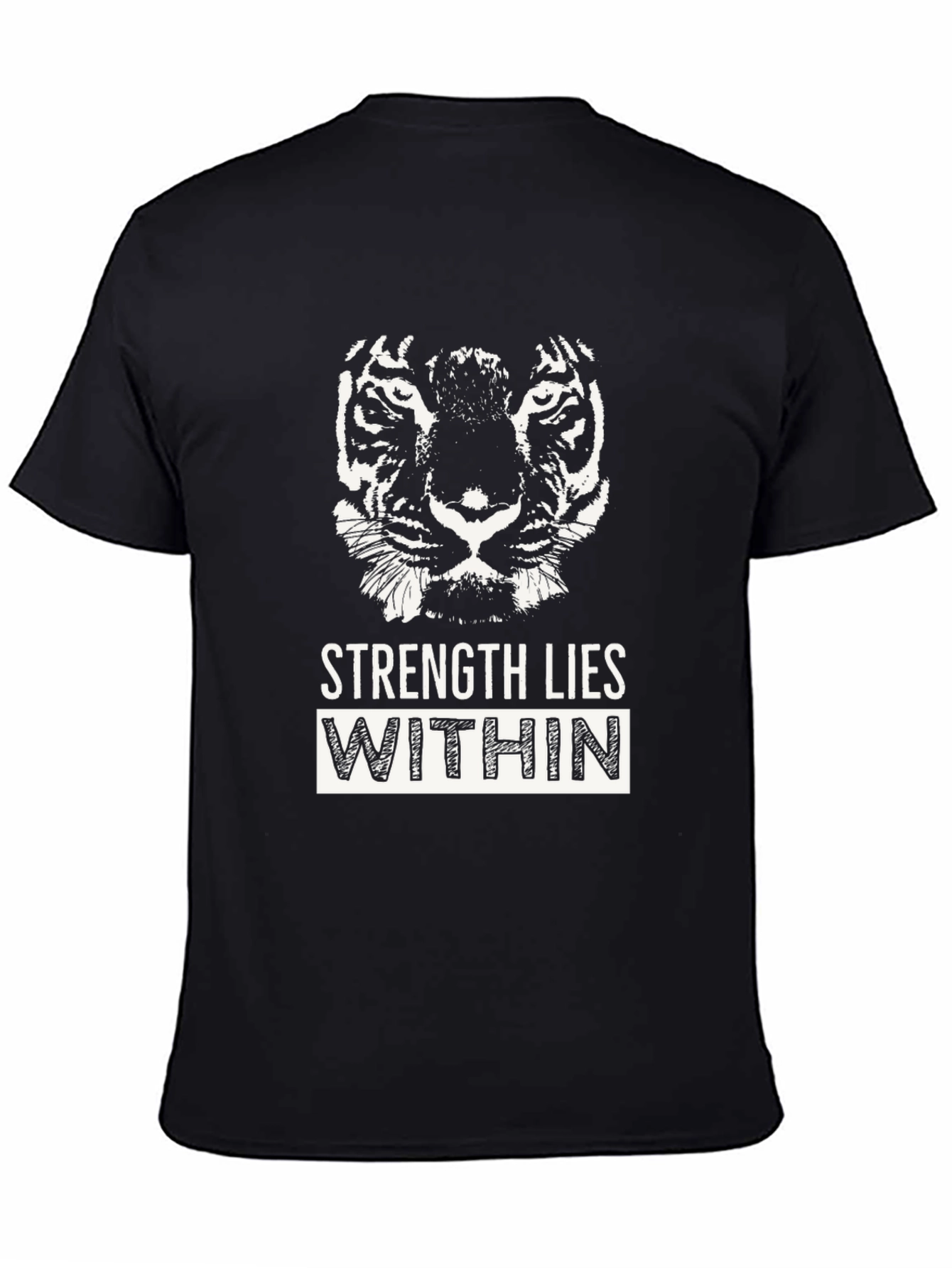 Strength Within Black Graphic Tee - Tiger Design