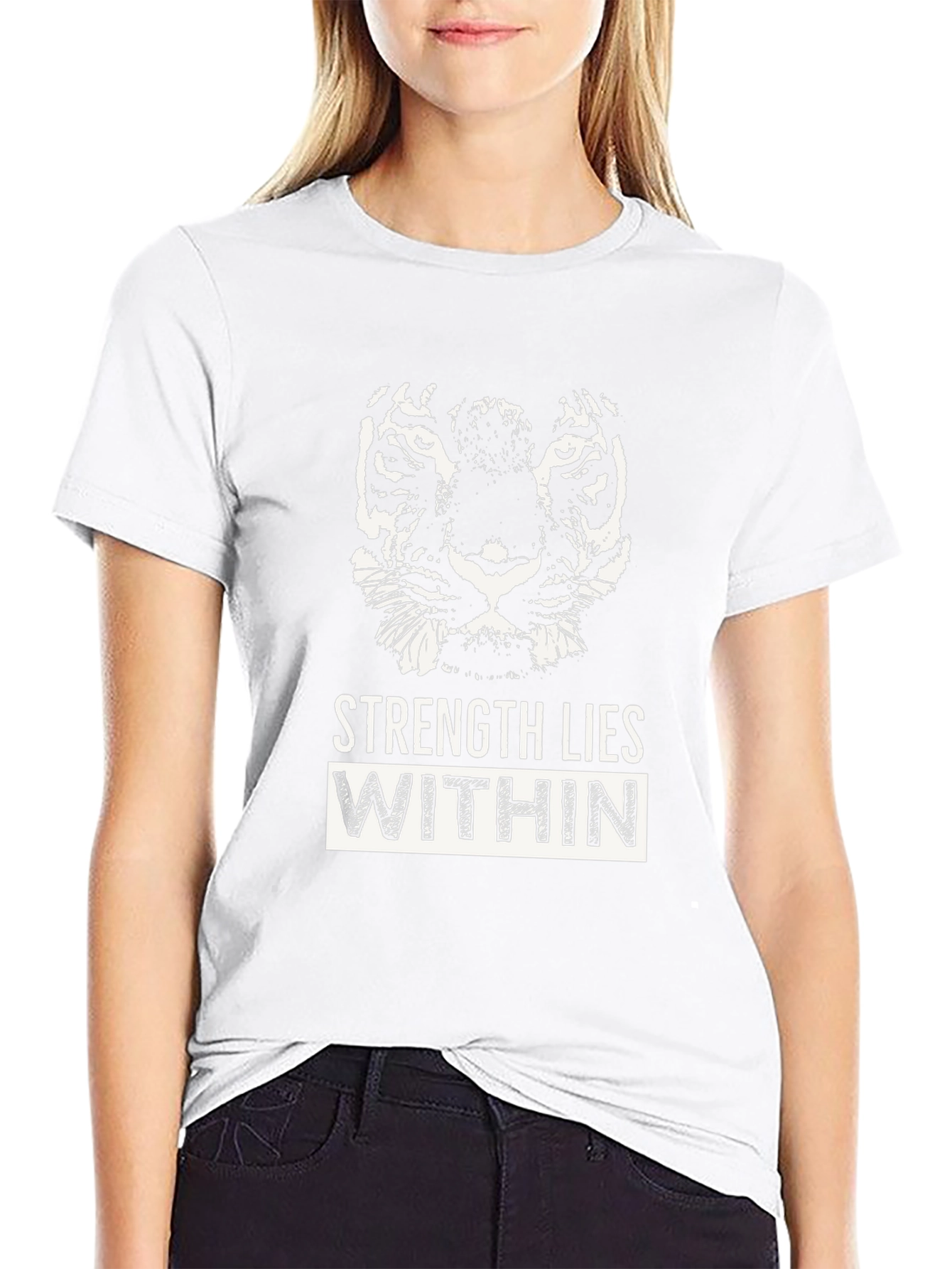 Strength Within Black Graphic Tee - Tiger Design