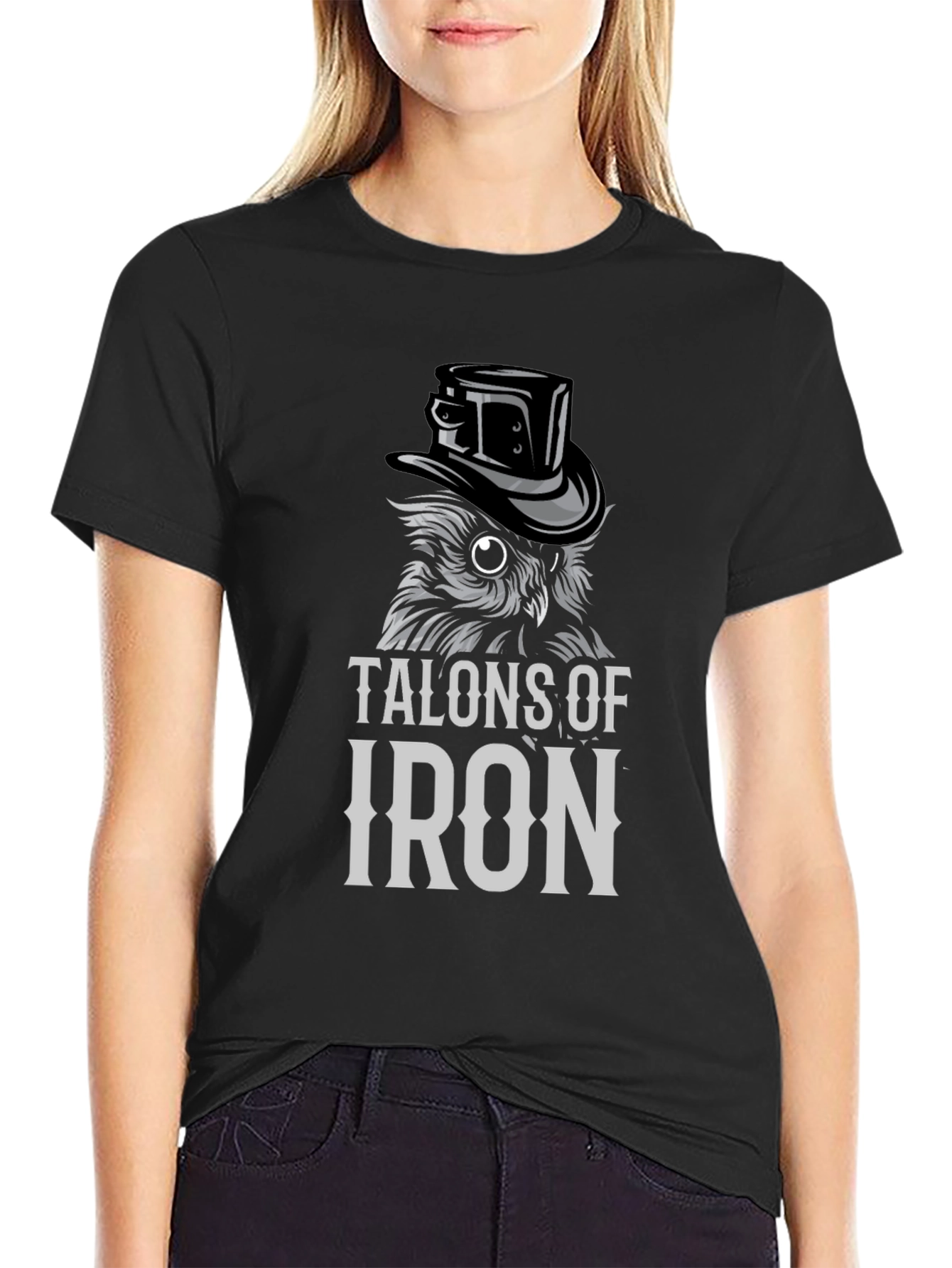Talons of Iron Graphic Tee - Owl Top Hat Design