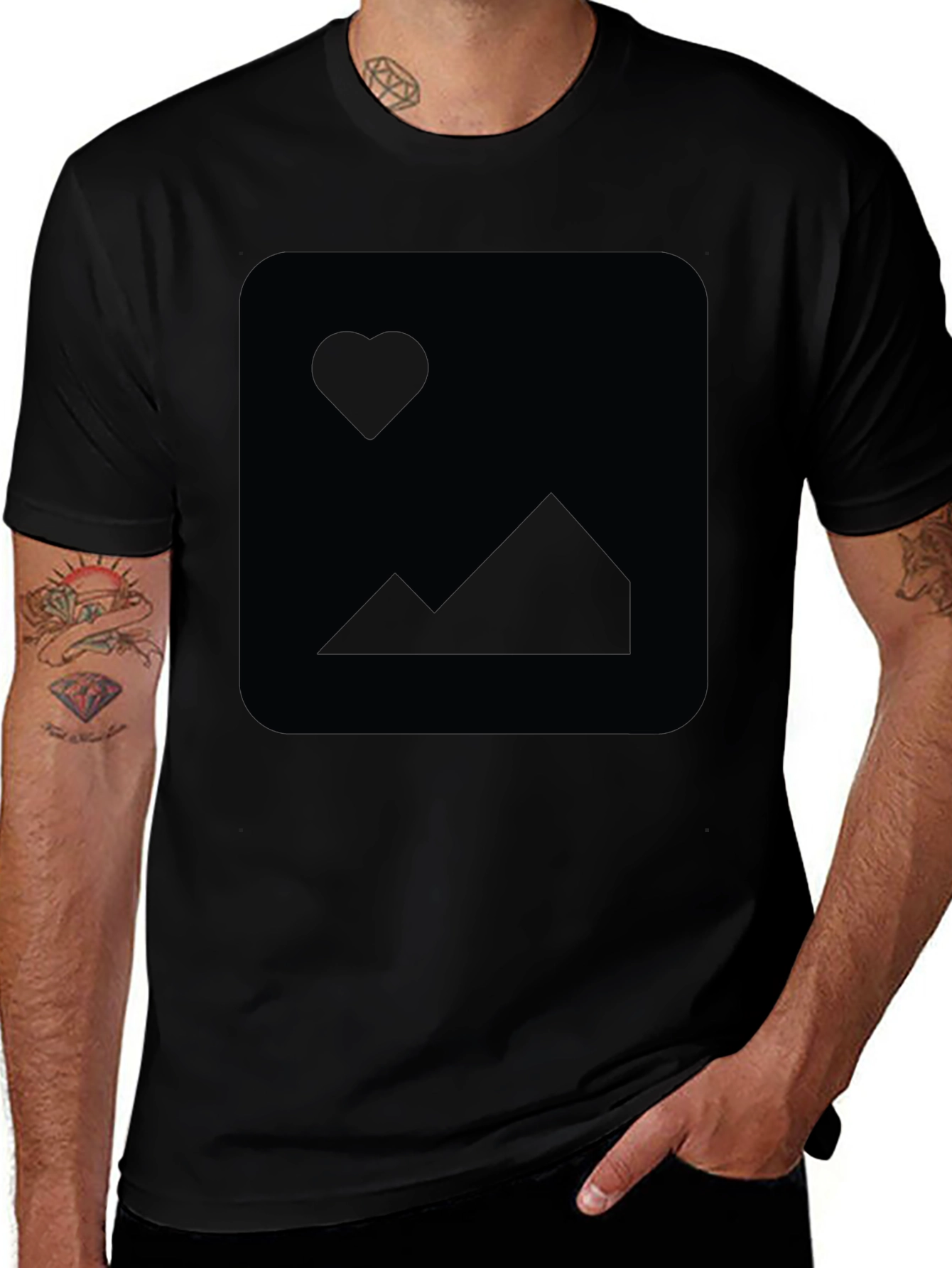Mens Black Short-Sleeve Crew Neck T-Shirt