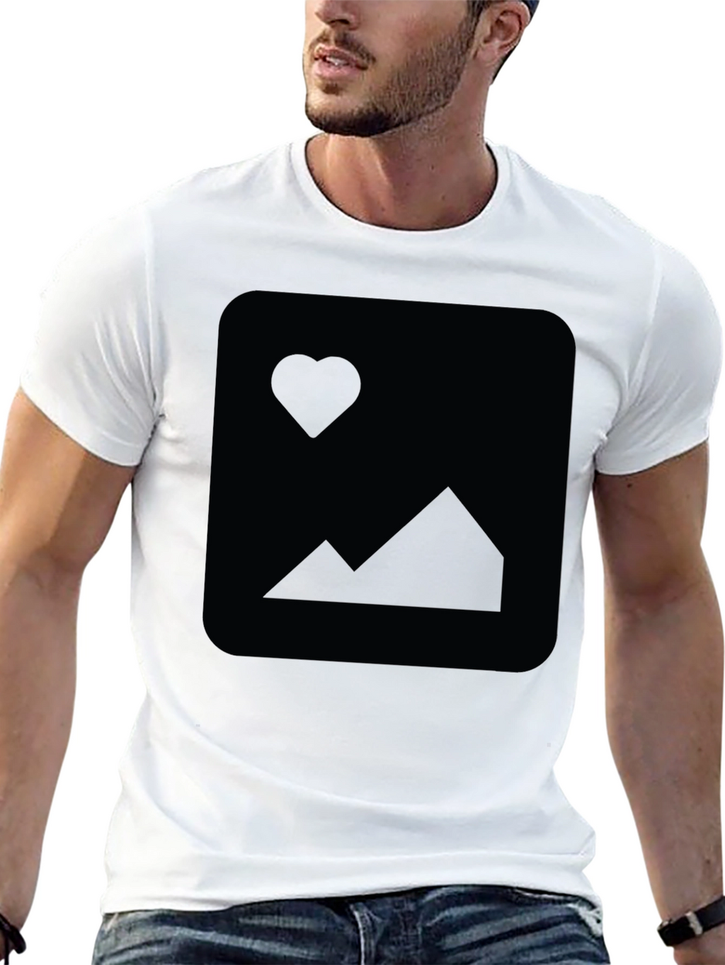 Mens Black Short-Sleeve Crew Neck T-Shirt