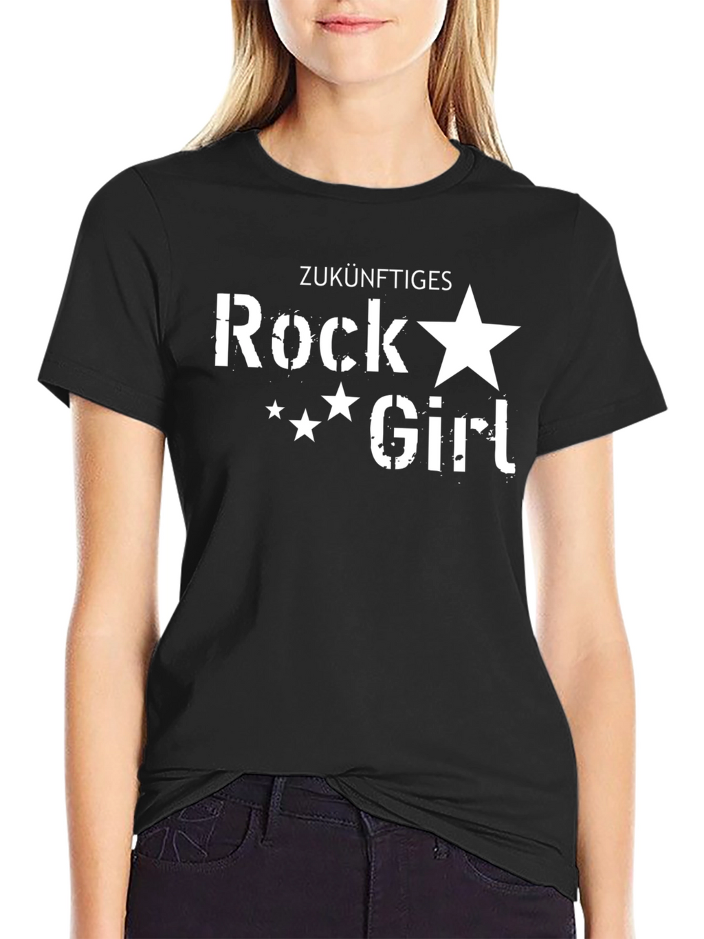 Future Rock Girl Black Cotton Tee