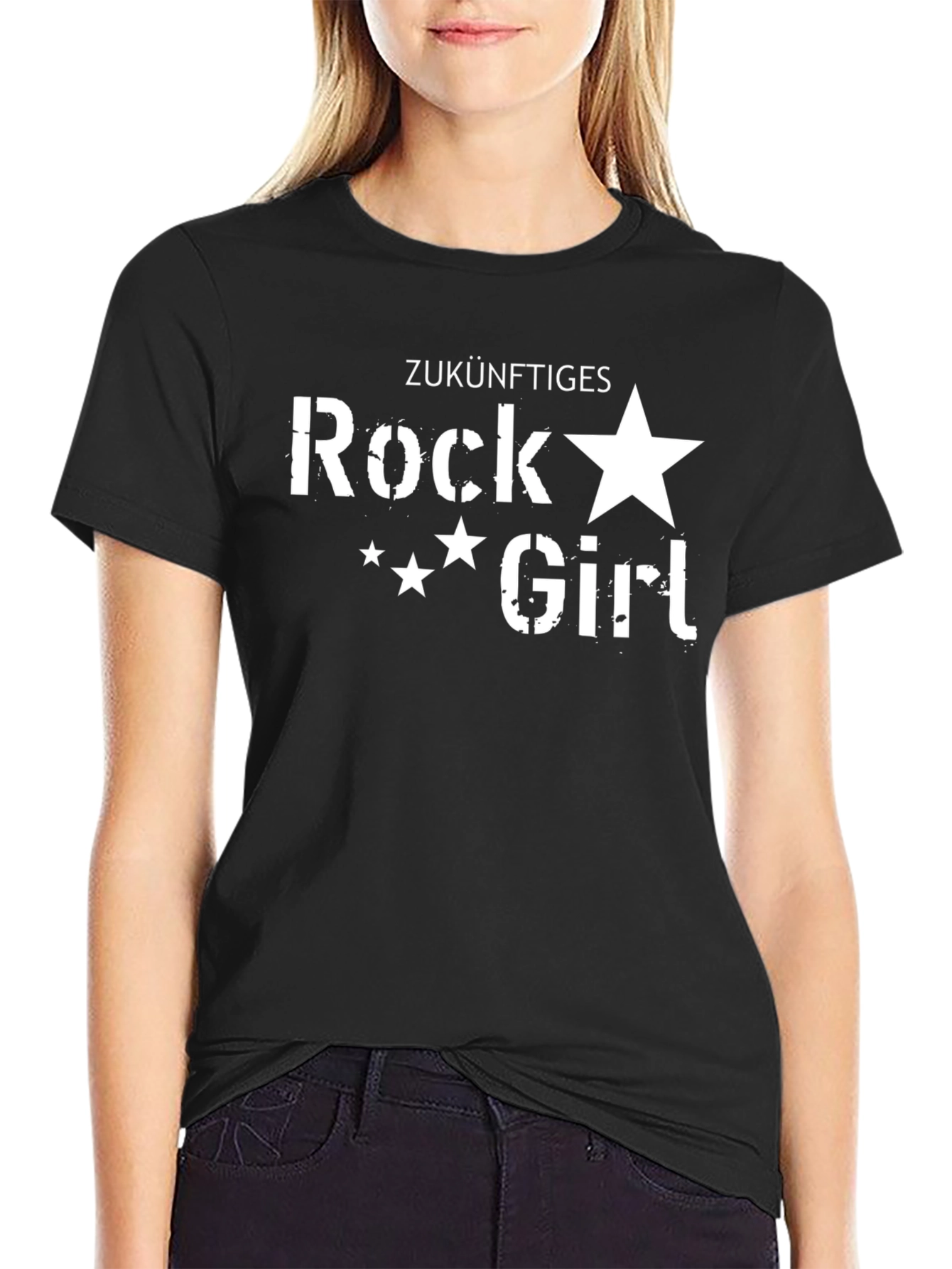 Future Rock Girl Black Cotton Tee