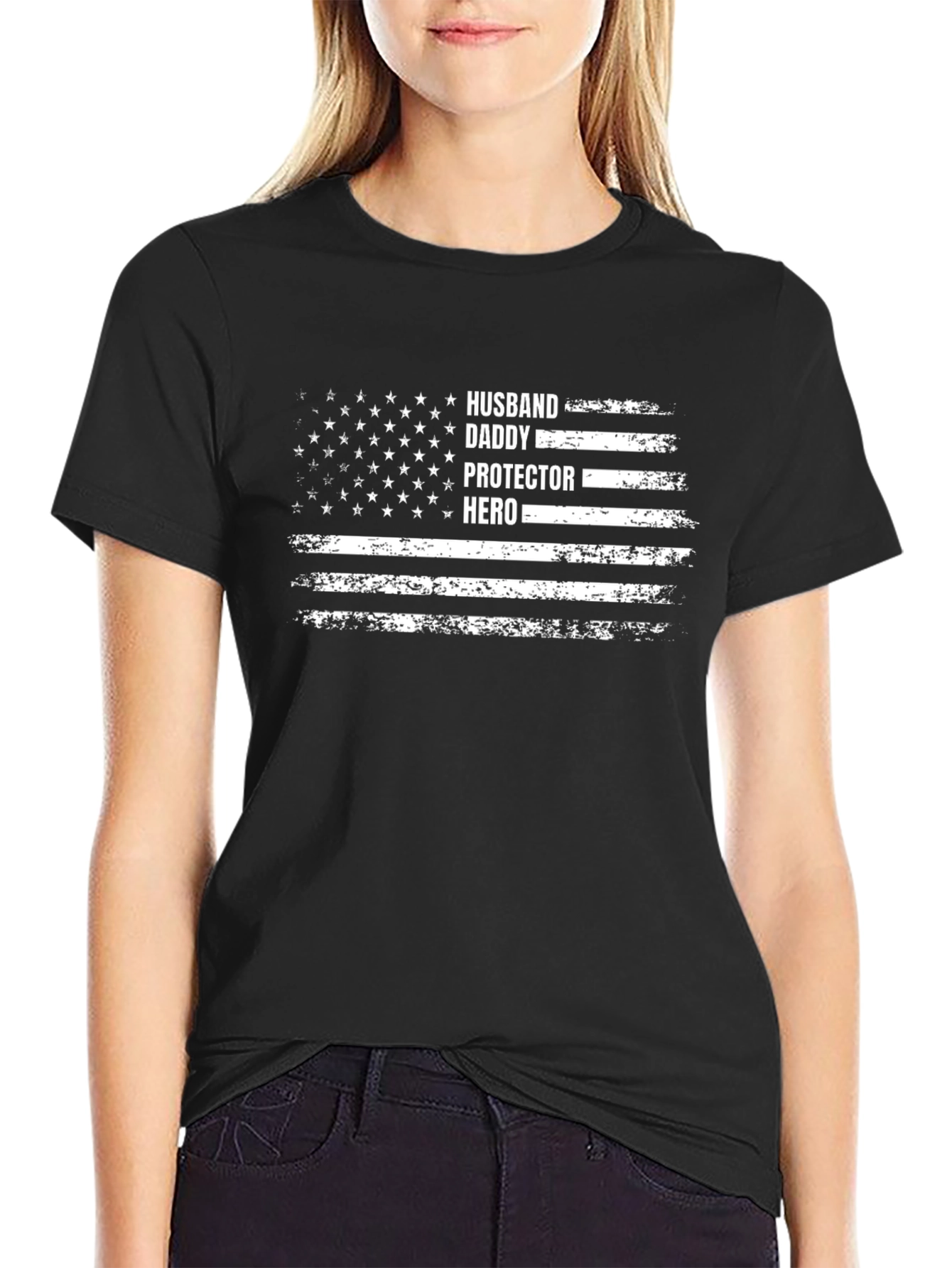 Husband Daddy Hero Flag Graphic T-Shirt