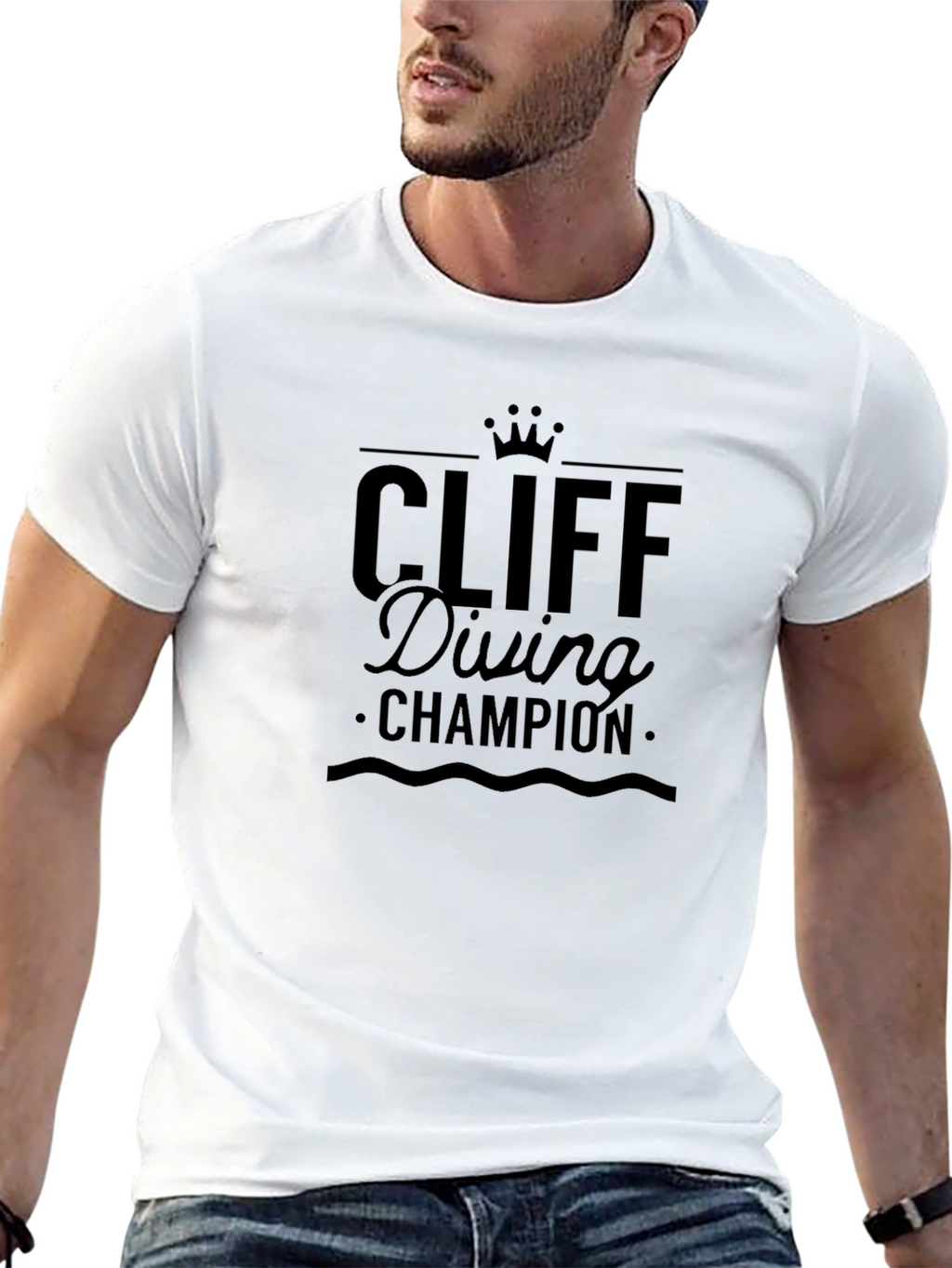 Cliff Diving Champion Black T-Shirt