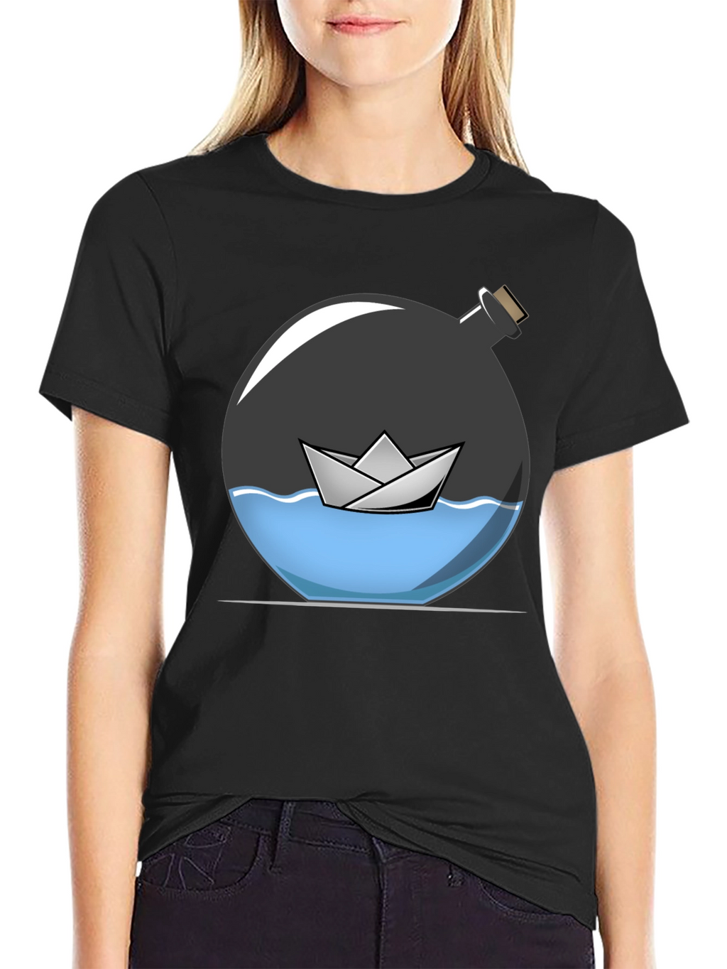 Paper Boat in a Bottle Graphic Tee
