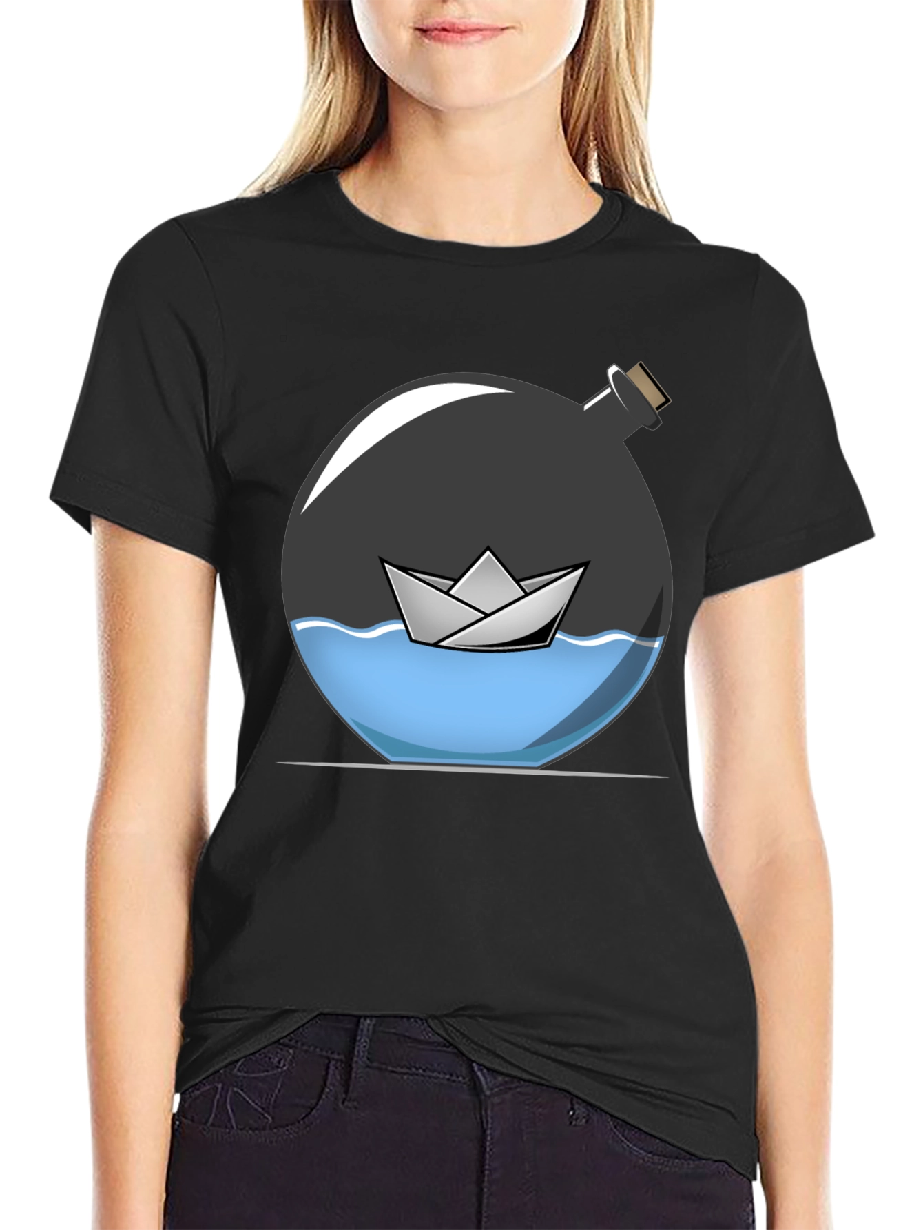 Paper Boat in a Bottle Graphic Tee