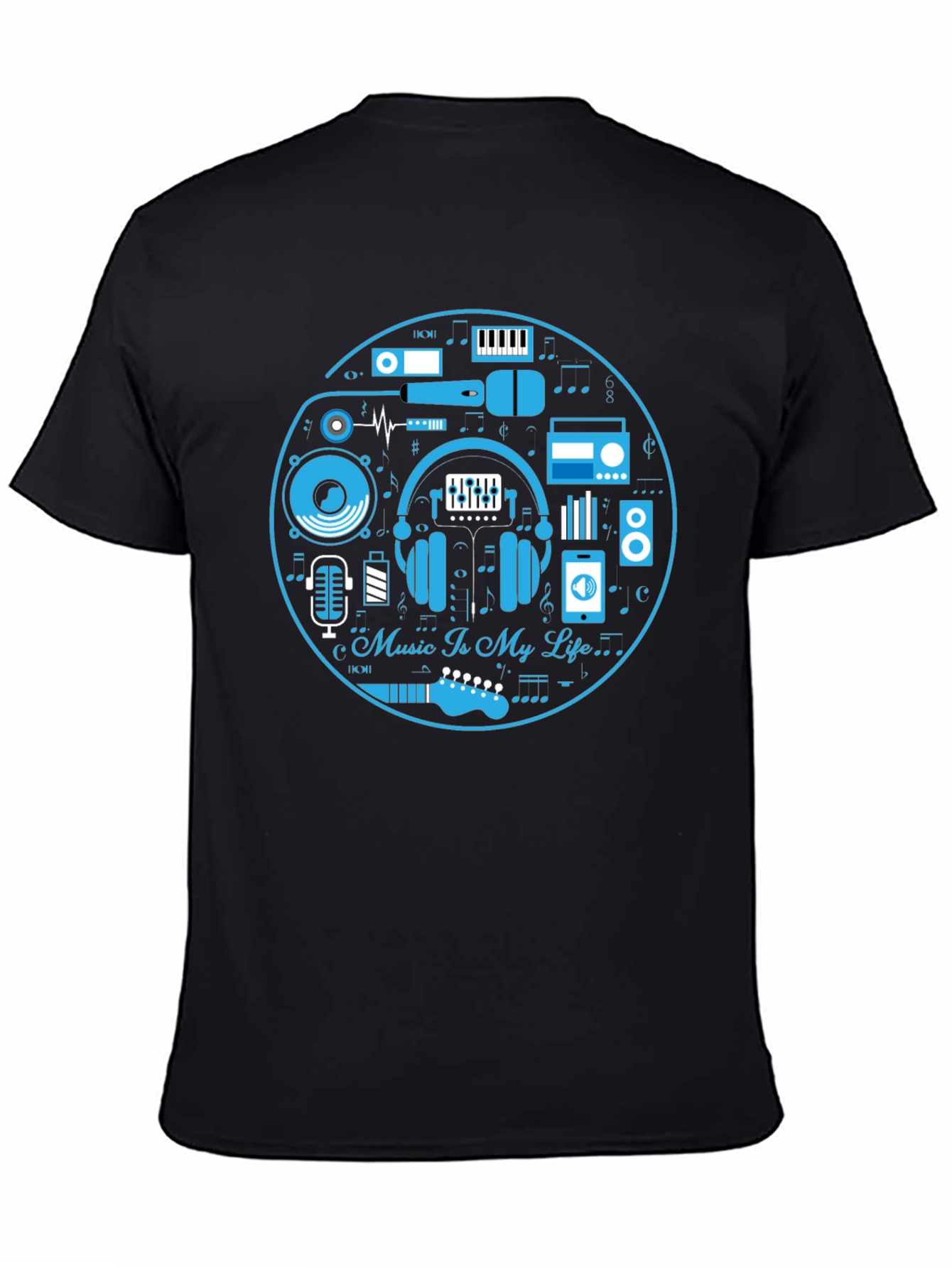 Music Is My Life Black Graphic Tee