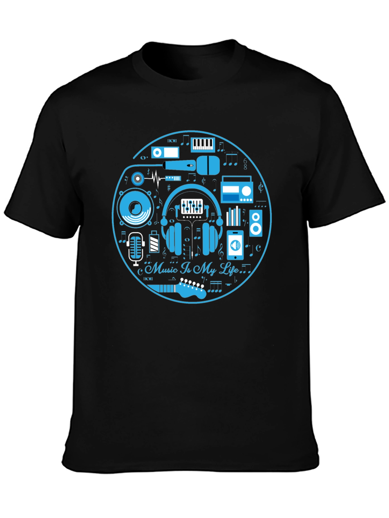 Music Is My Life Black Graphic Tee