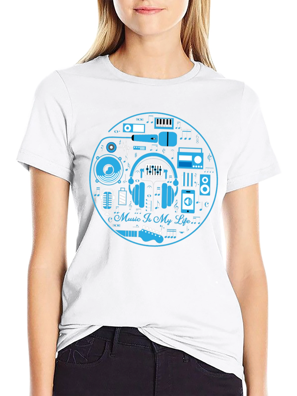 Music Is My Life Black Graphic Tee