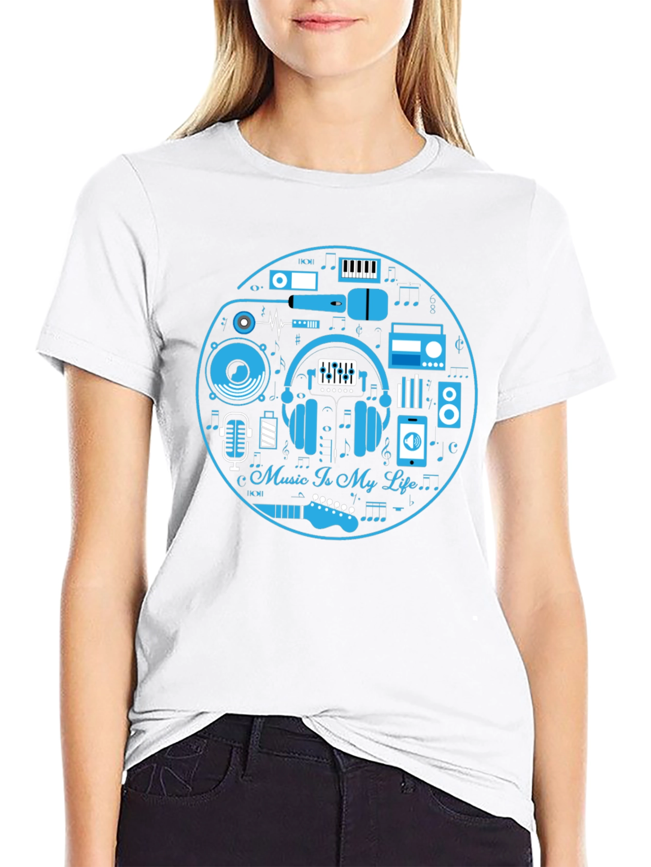 Music Is My Life Black Graphic Tee