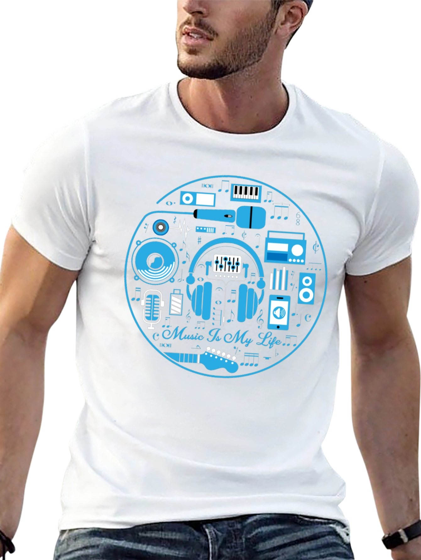 Music Is My Life Black Graphic Tee