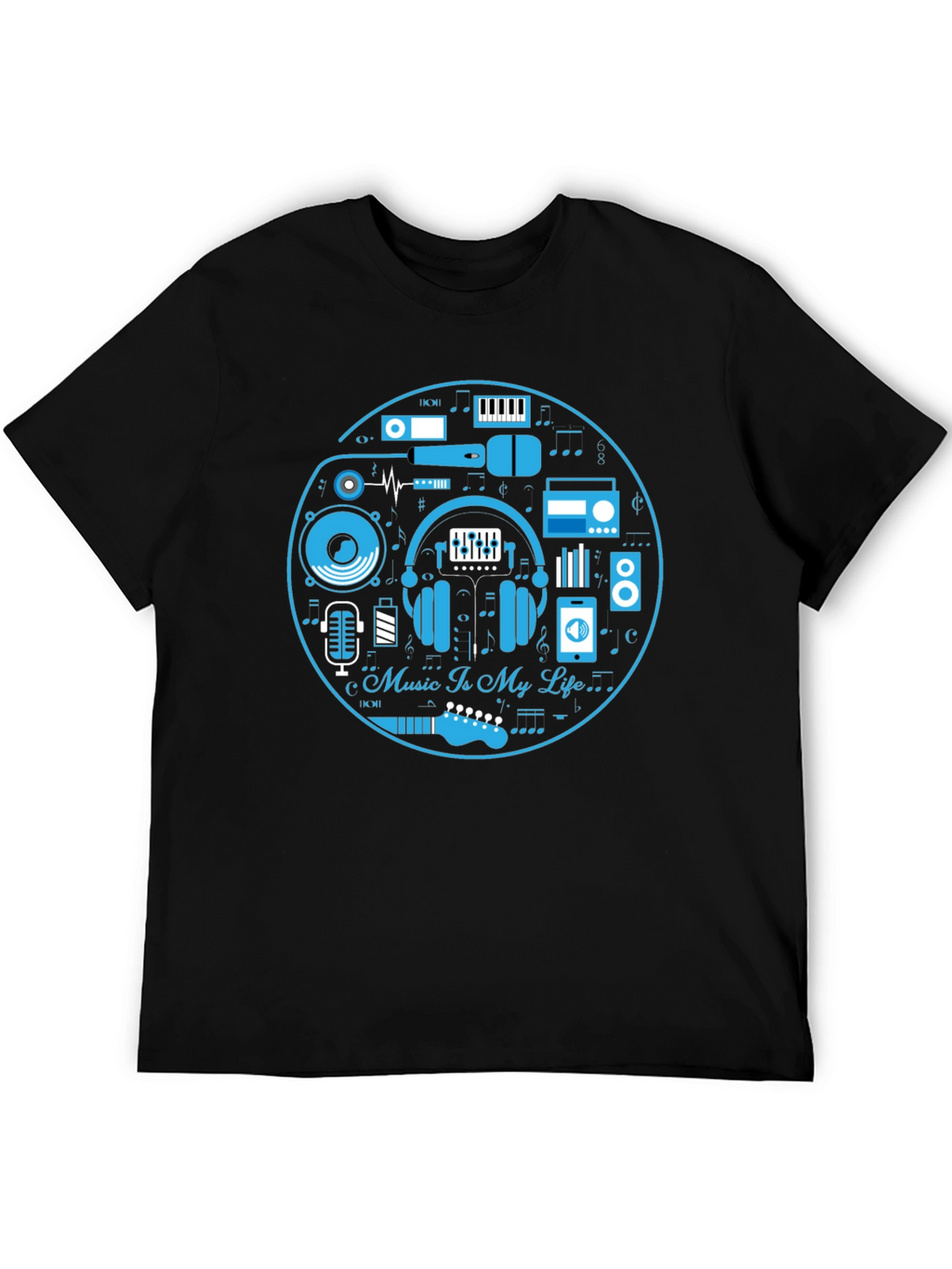 Music Is My Life Black Graphic Tee