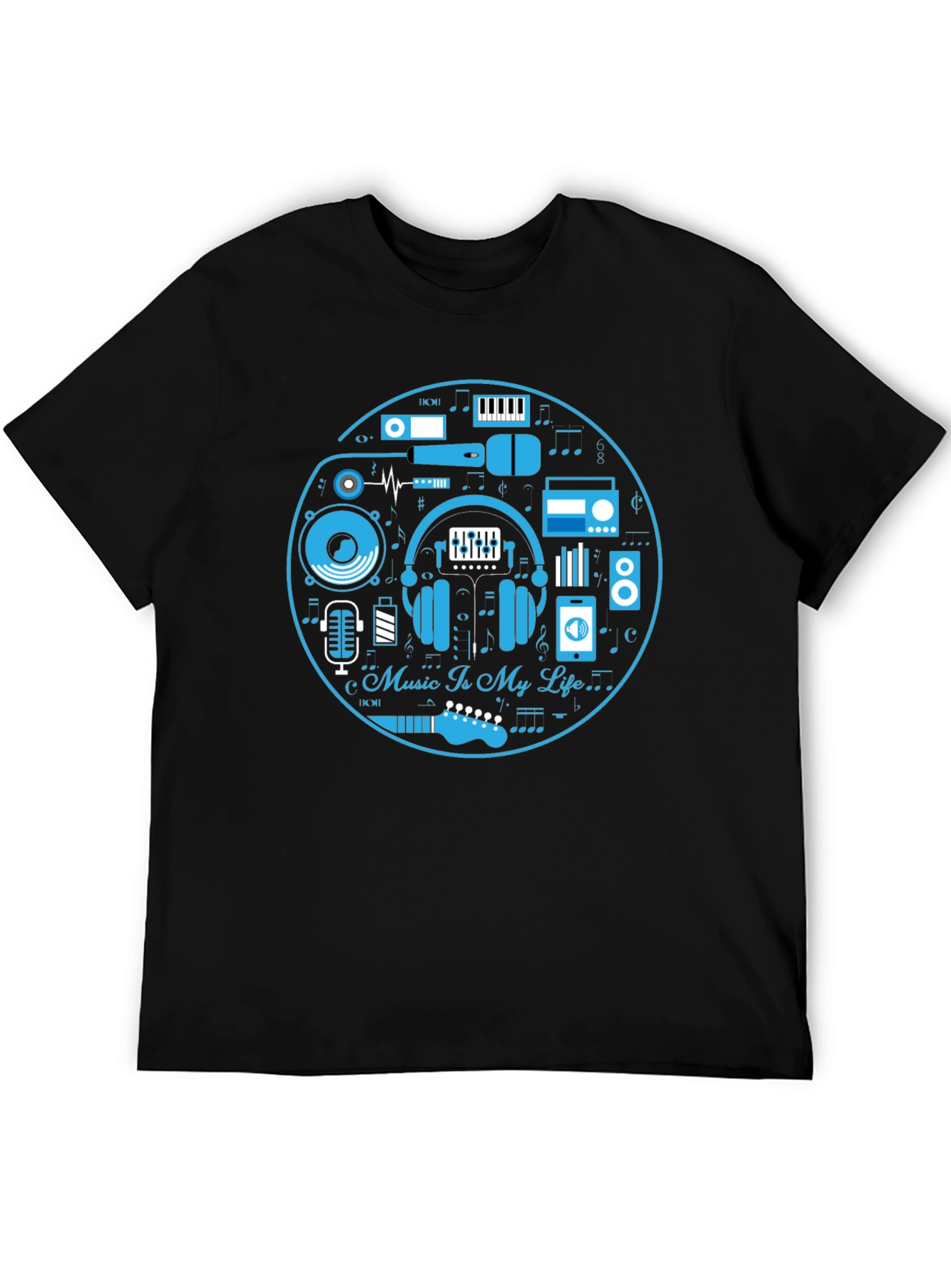 Music Is My Life Black Graphic Tee