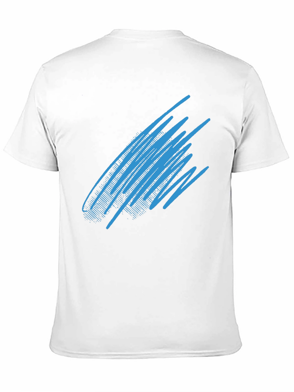 Abstract Blue Line Graphic Black T-Shirt